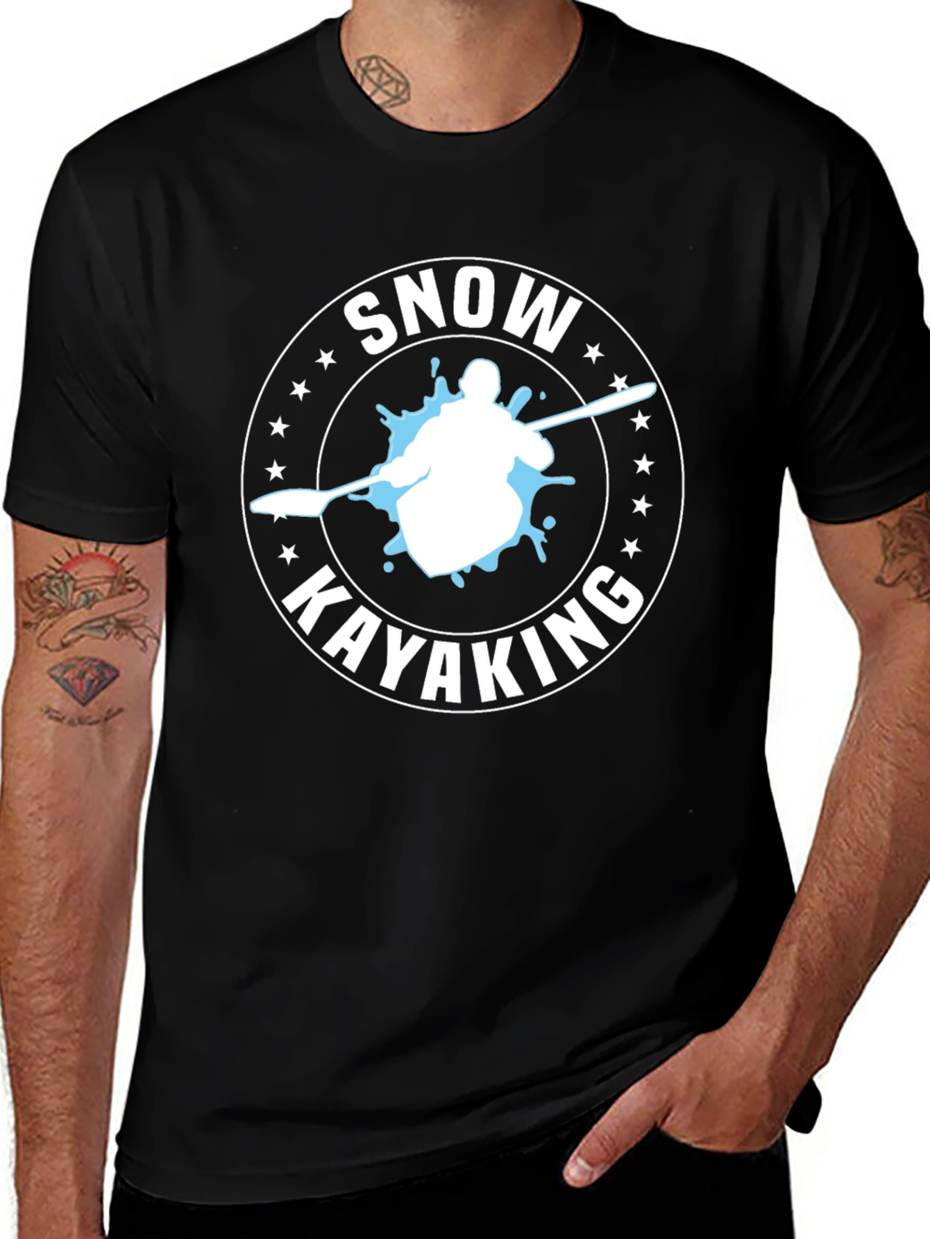 Variant 26 of Snow Kayaking T-Shirt - Black Graphic Tee
