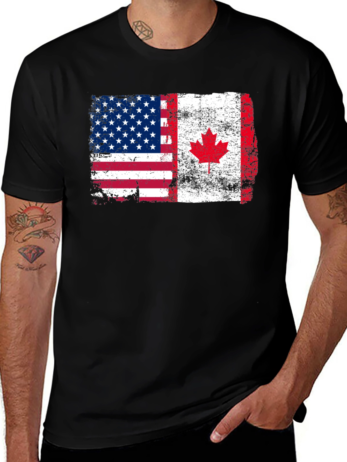Variant 29 of USA Canada Flag T-Shirt