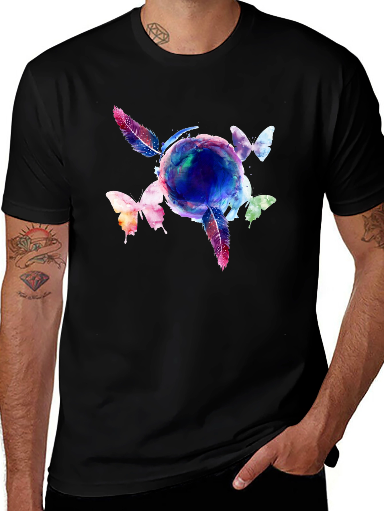 Variant 28 of Watercolor Globe & Butterfly Graphic Tee