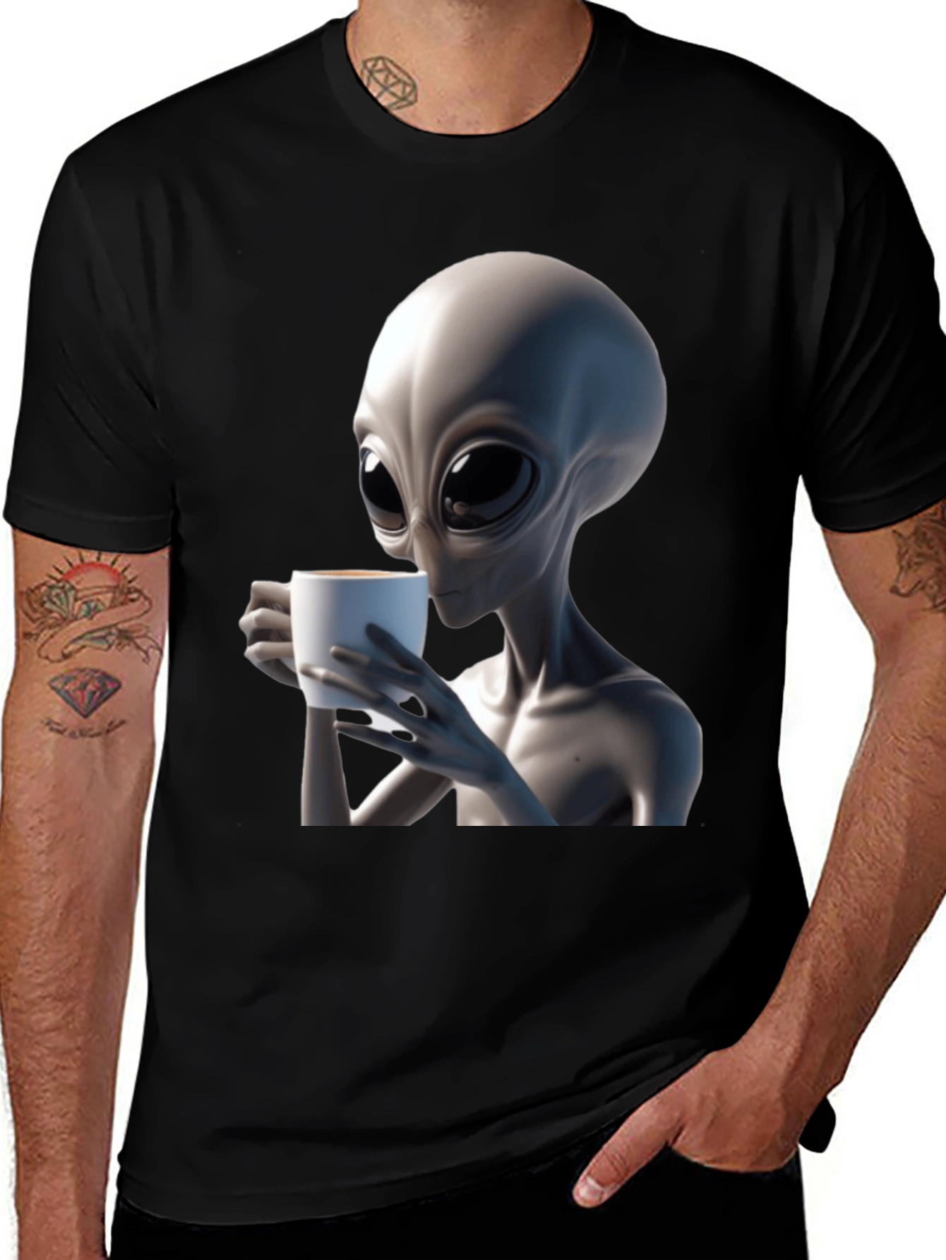 Variant 28 of Alien Coffee Lover T-Shirt - Black