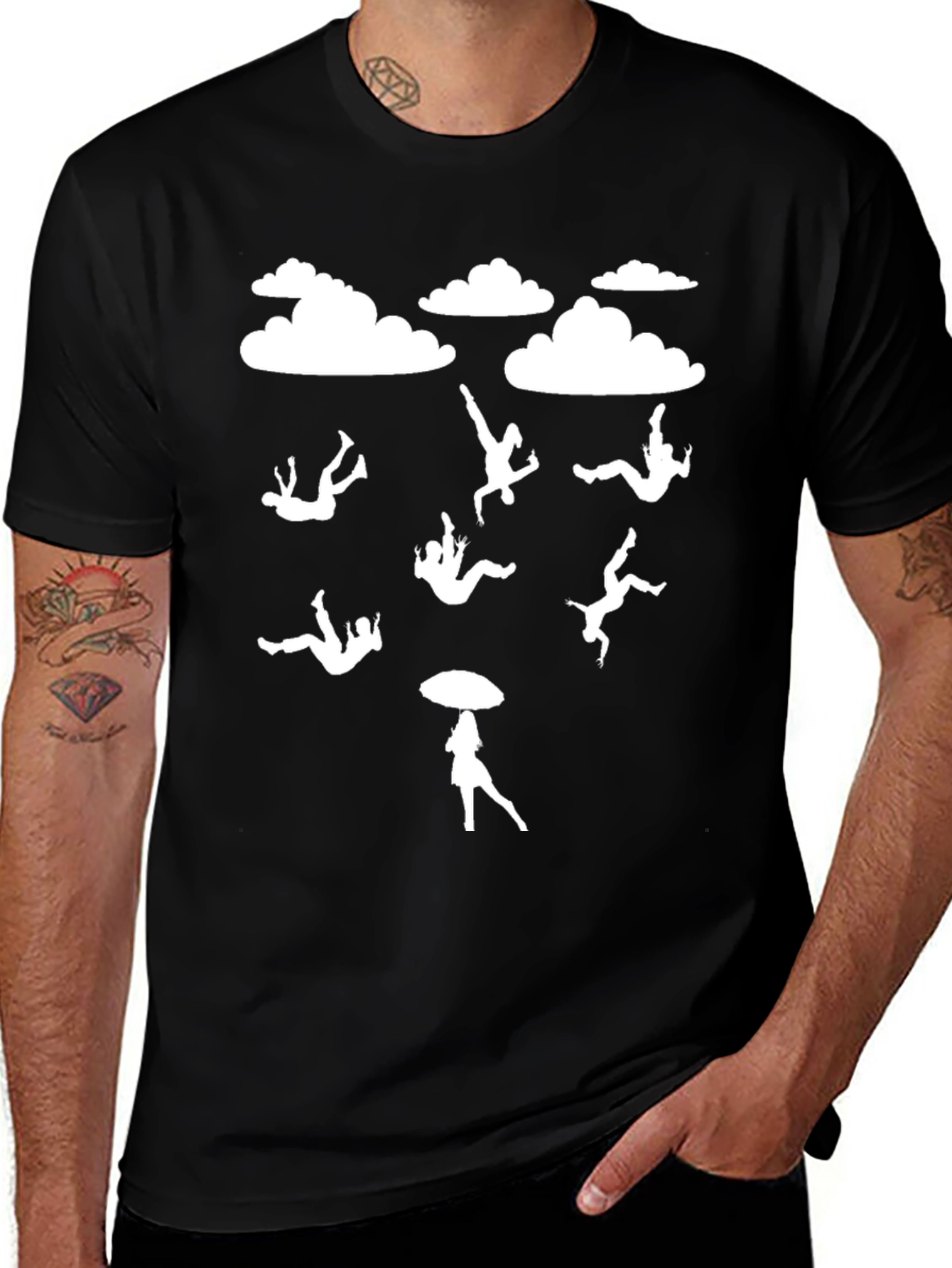 Variant 16 of Raining People Black Graphic Tee Shirt