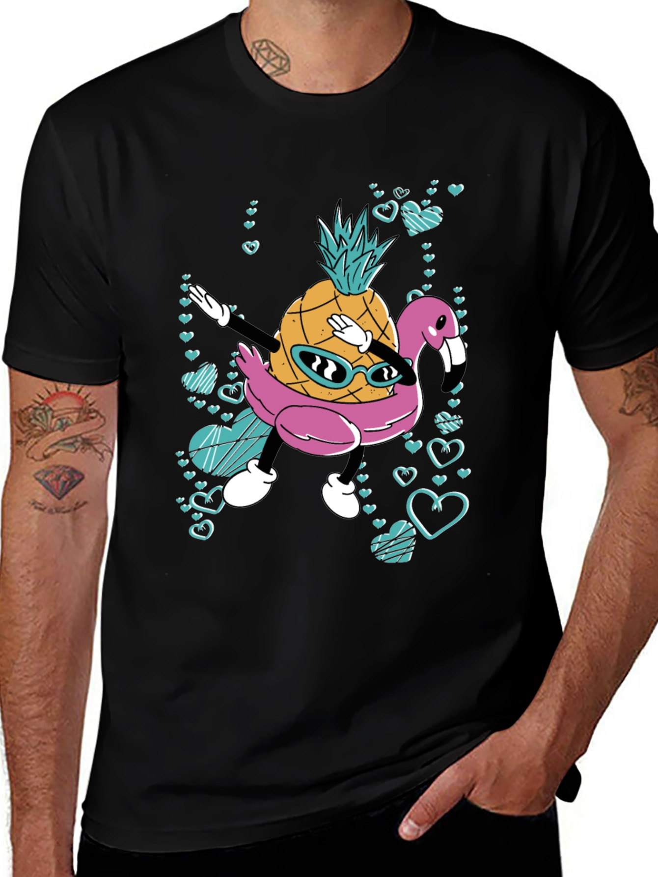 Variant 19 of Tropical Pineapple Flamingo Dabbing Graphic Tee
