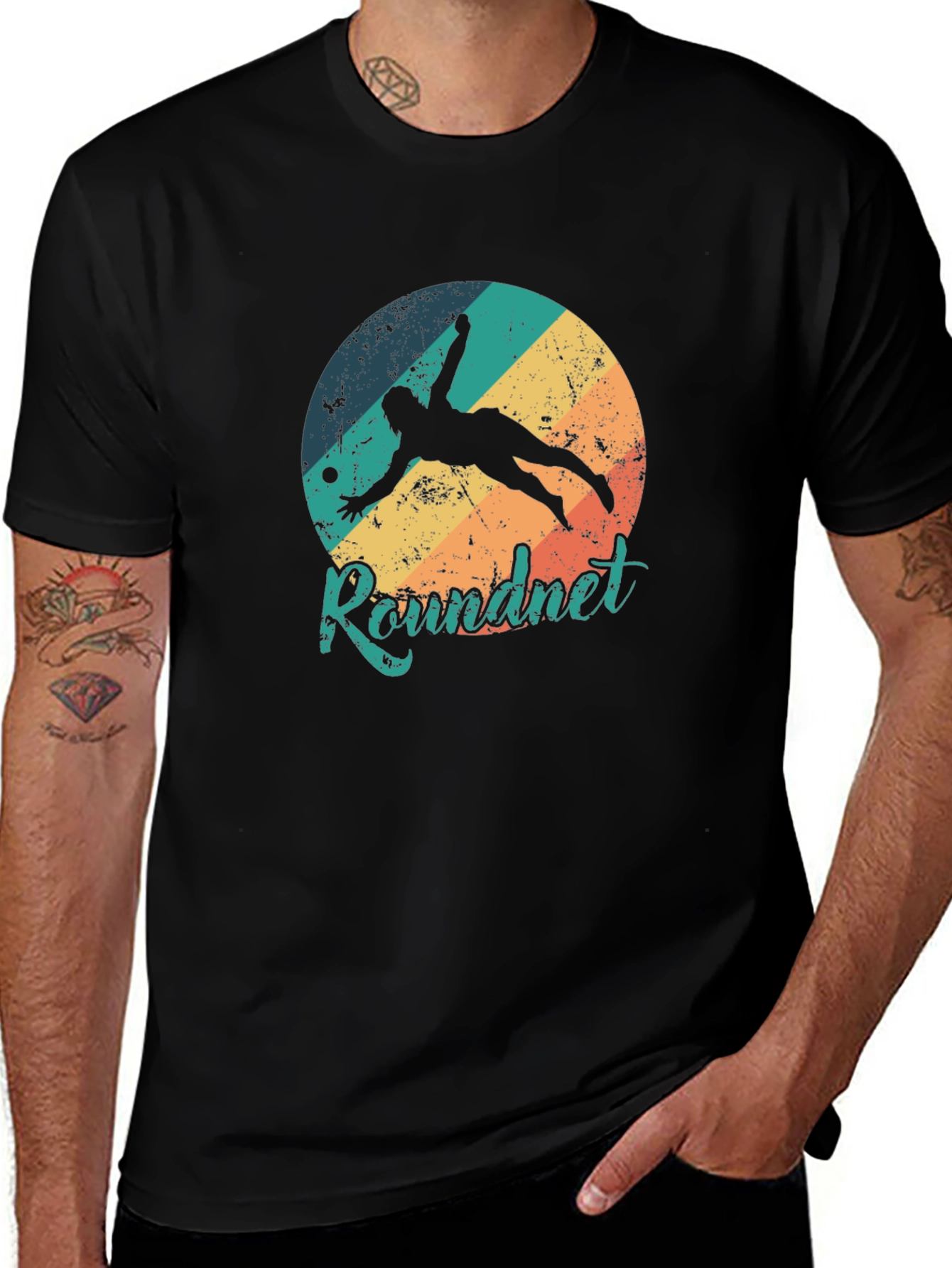 Variant 7 of Roundnet Retro Style Black T-Shirt
