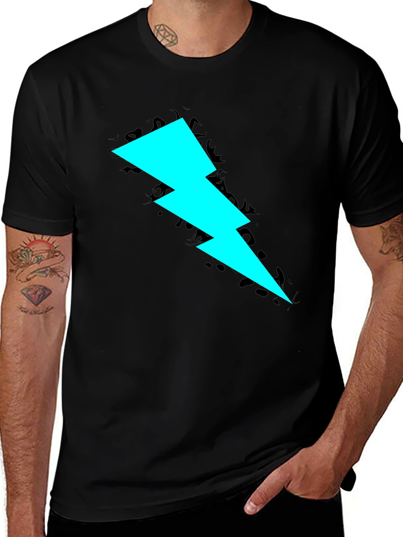 Variant 10 of Bold Lightning Bolt Graphic Black Tee