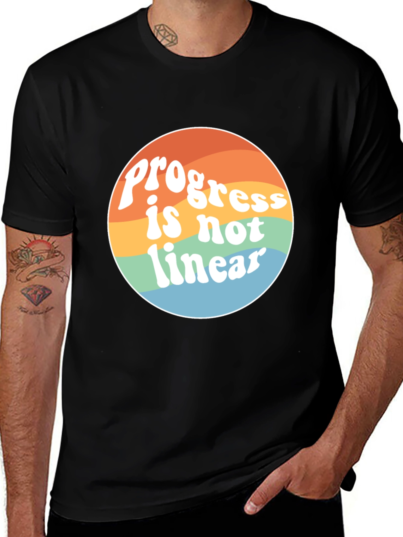 Progress is Not Linear Graphic Tee - Black Unisex