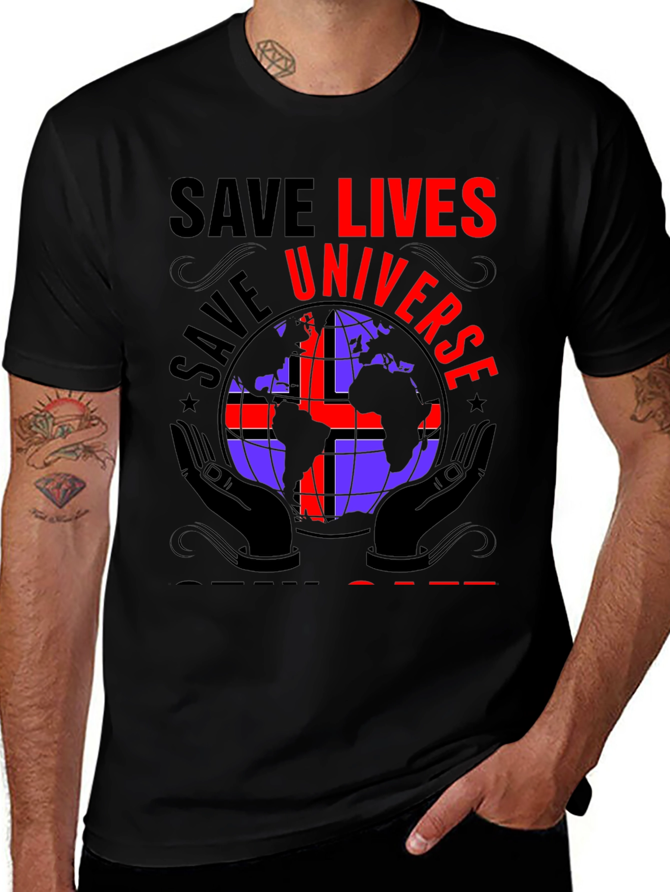 Black Save Lives Save Universe Graphic T-Shirt main image