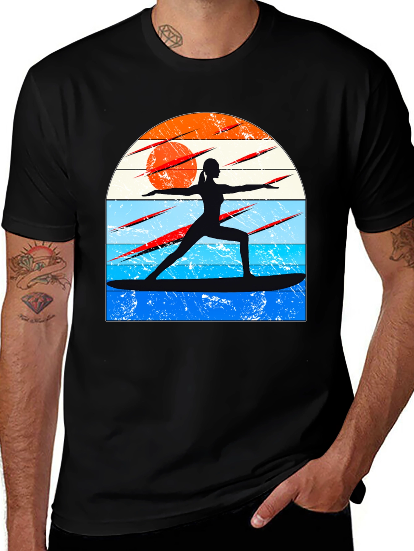 Variant 29 of Surfing Yoga Silhouette Graphic Tee