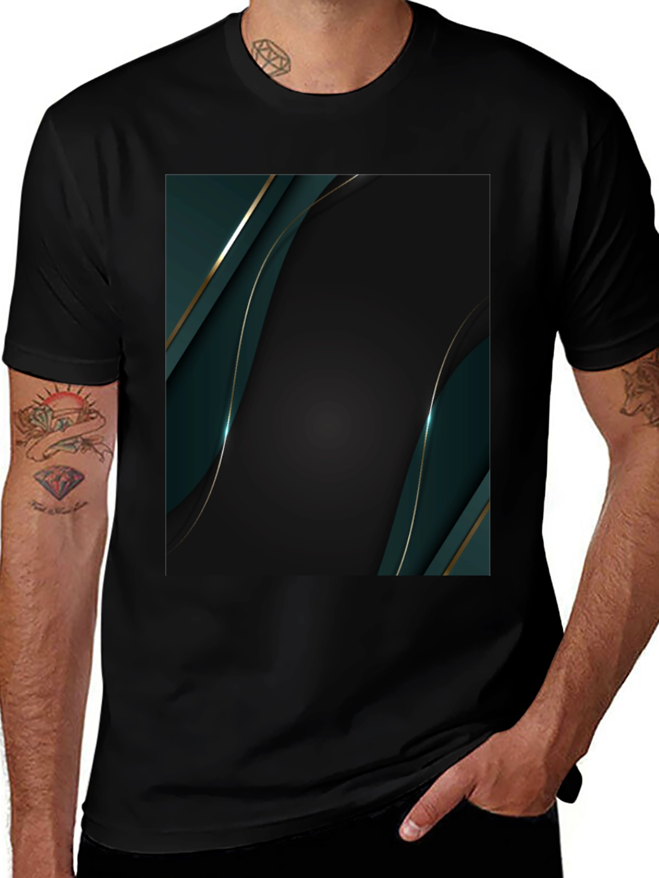Variant 16 of Stylish Black T-Shirt with Abstract Geometric Design