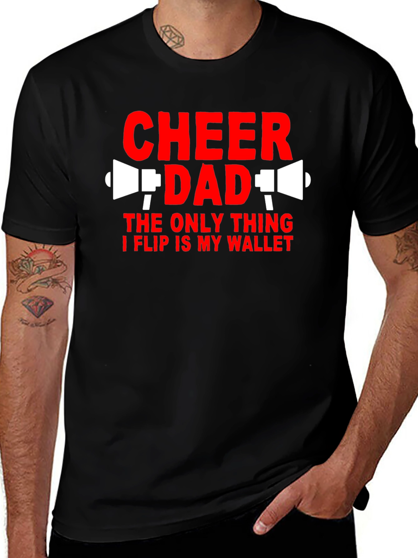 Cheer Dad Graphic Tee - The Only Thing I Flip Is My Wallet