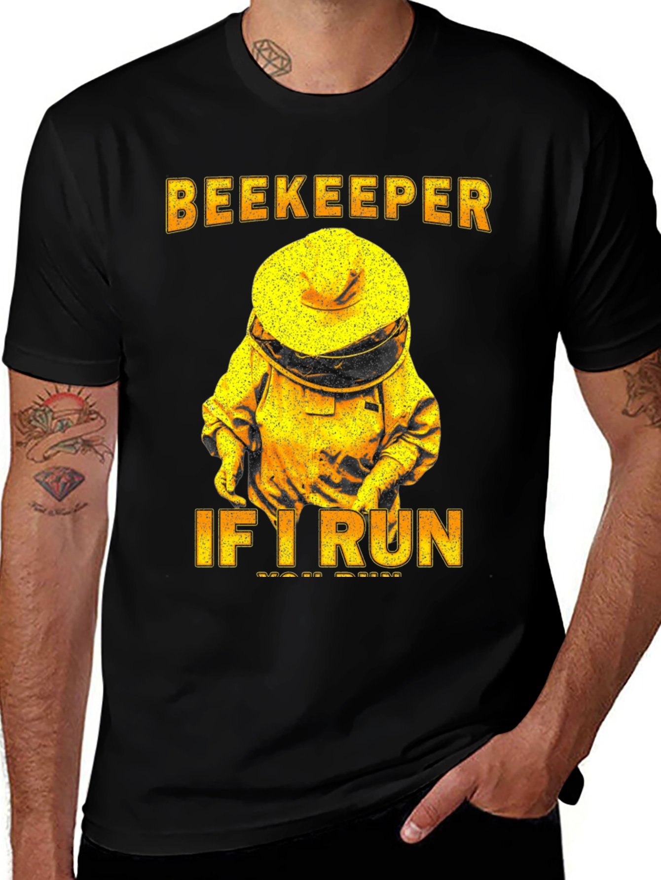 Black Beekeeper T-Shirt - If I Run, You Run Tee main image