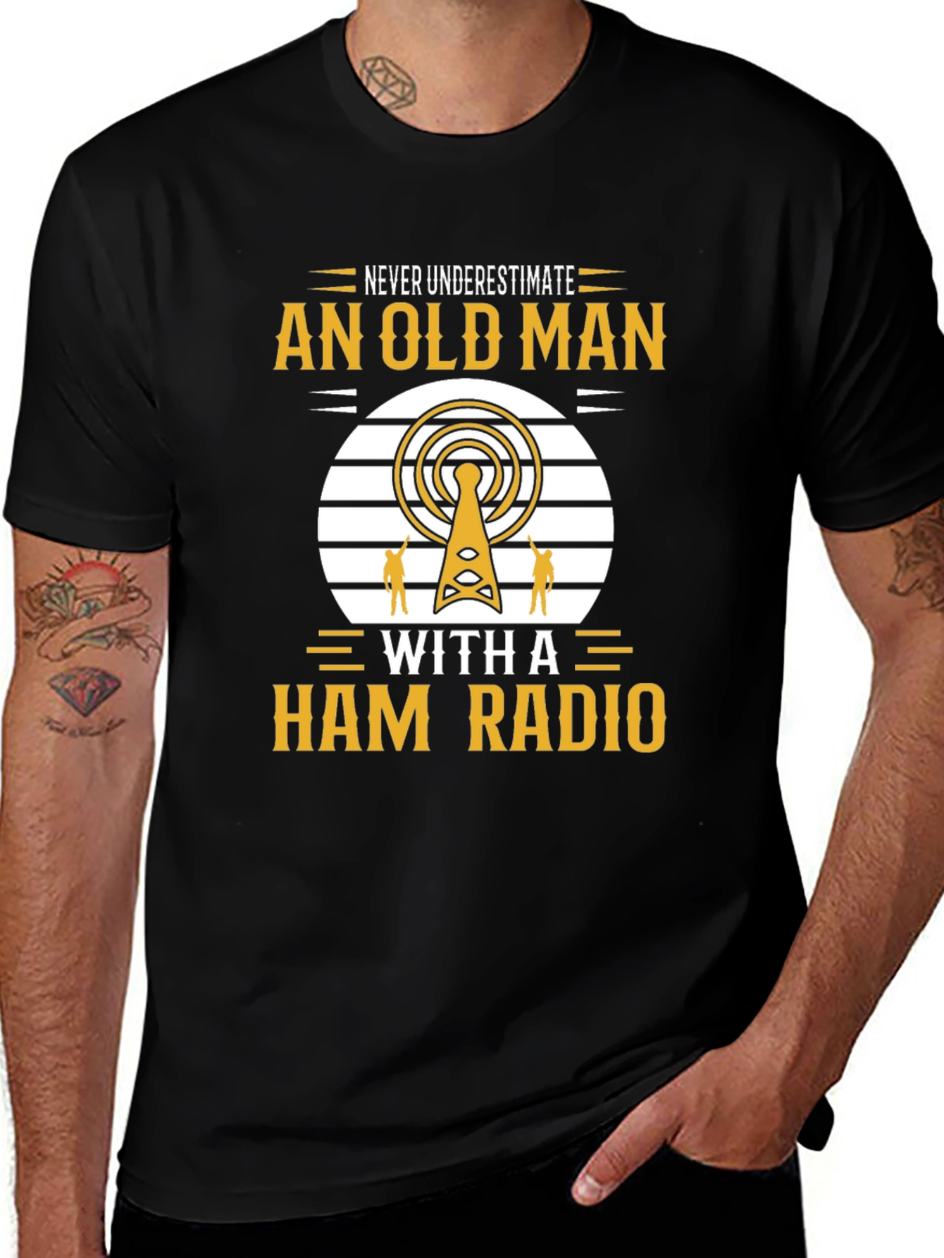 Variant 15 of Ham Radio Old Man T-Shirt - Never Underestimate!