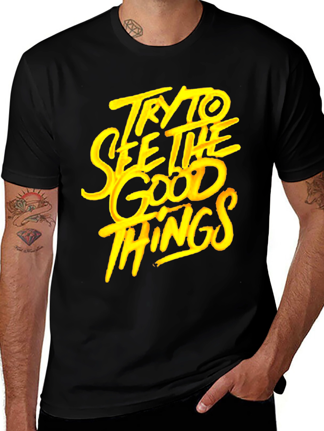 Variant 14 of Try to See The Good Things Black Tee