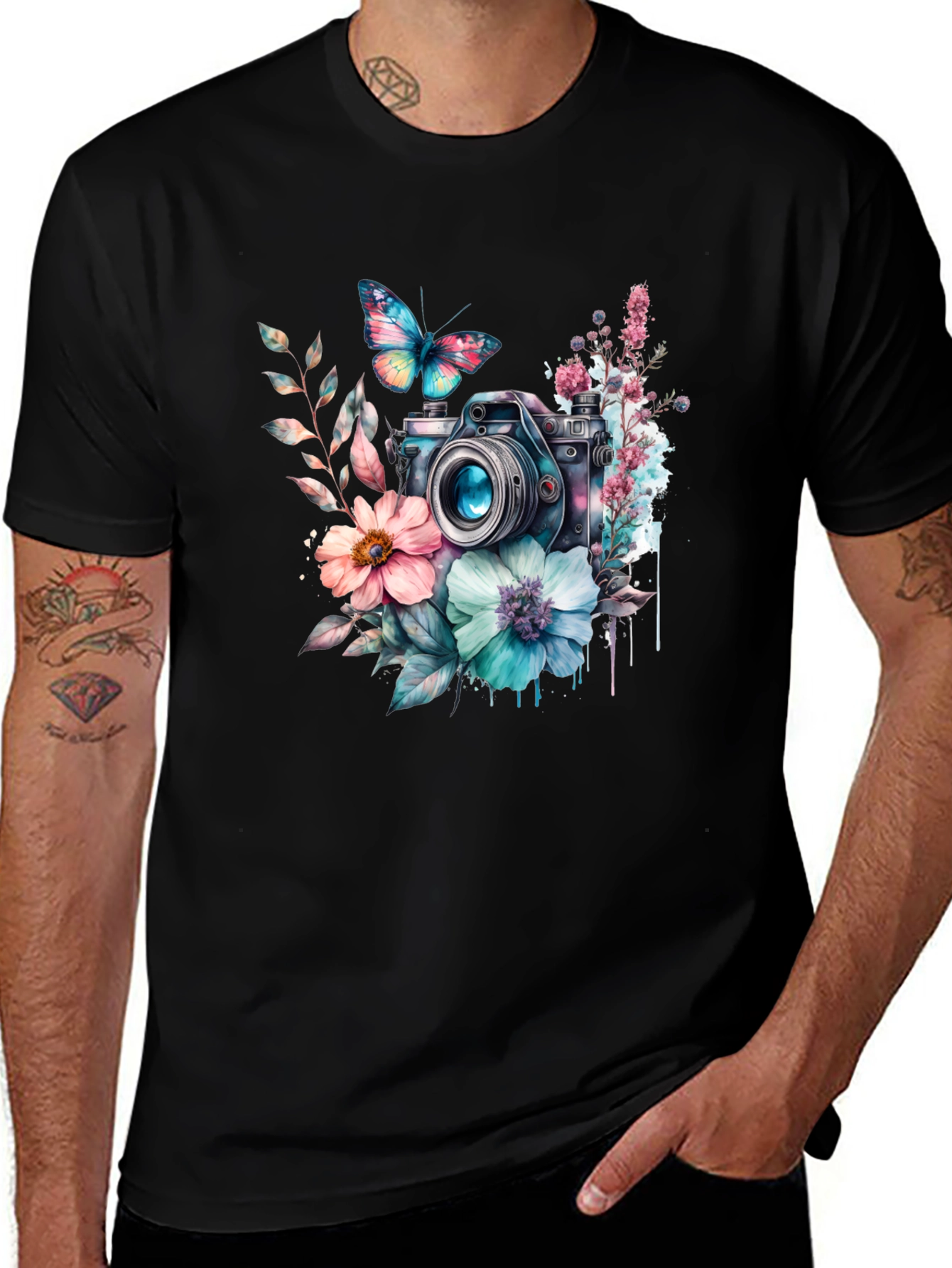 Variant 22 of Floral Camera Graphic T-Shirt - Photography Lover Tee
