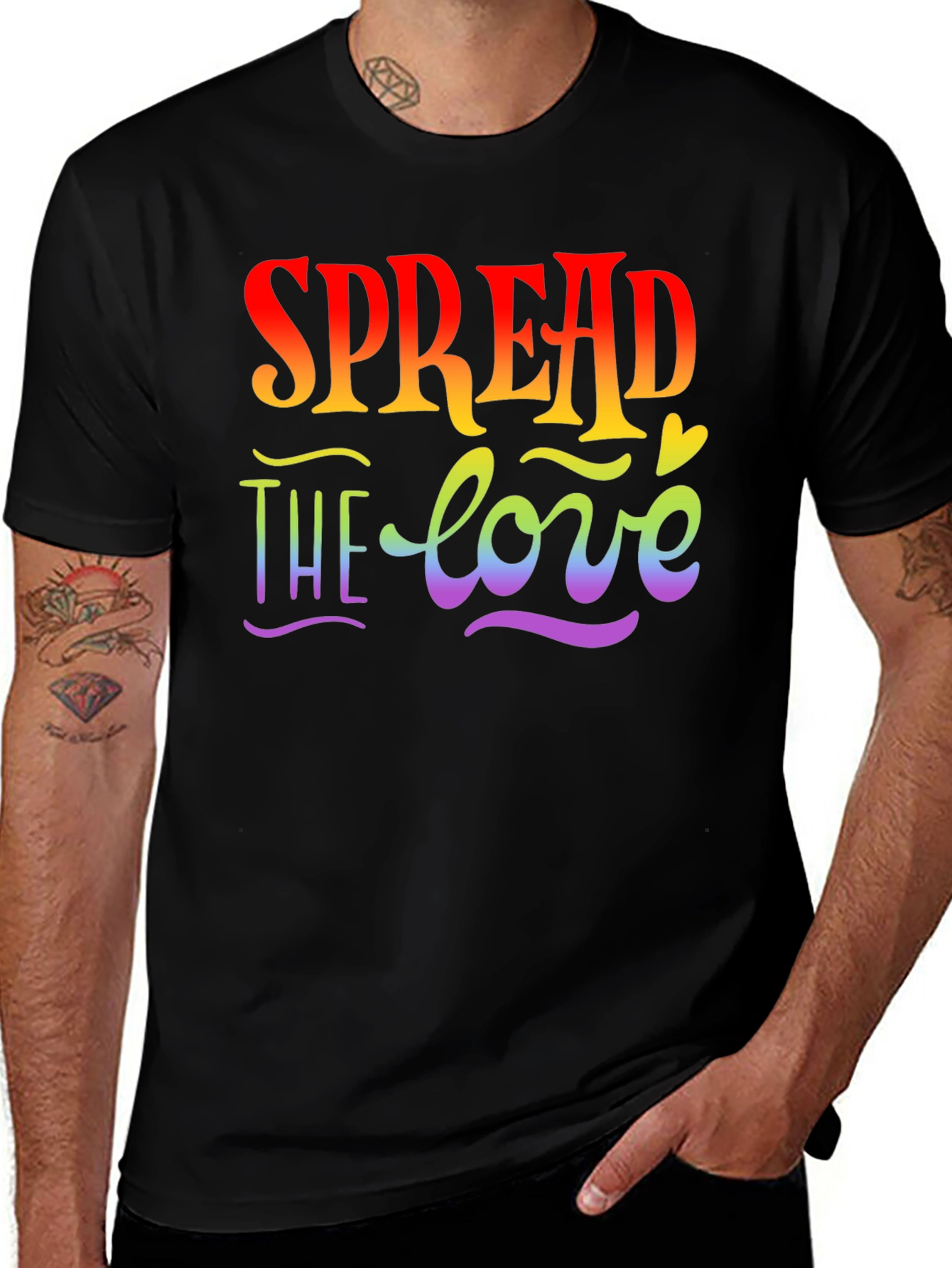 Variant 28 of Spread the Love Graphic Tee - Pride Rainbow Shirt