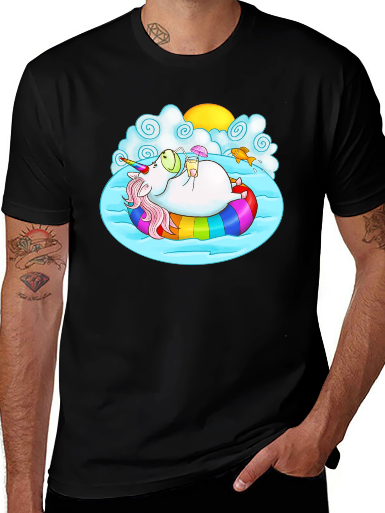 Variant 26 of Unicorn Pool Party T-Shirt - Summer Fun!
