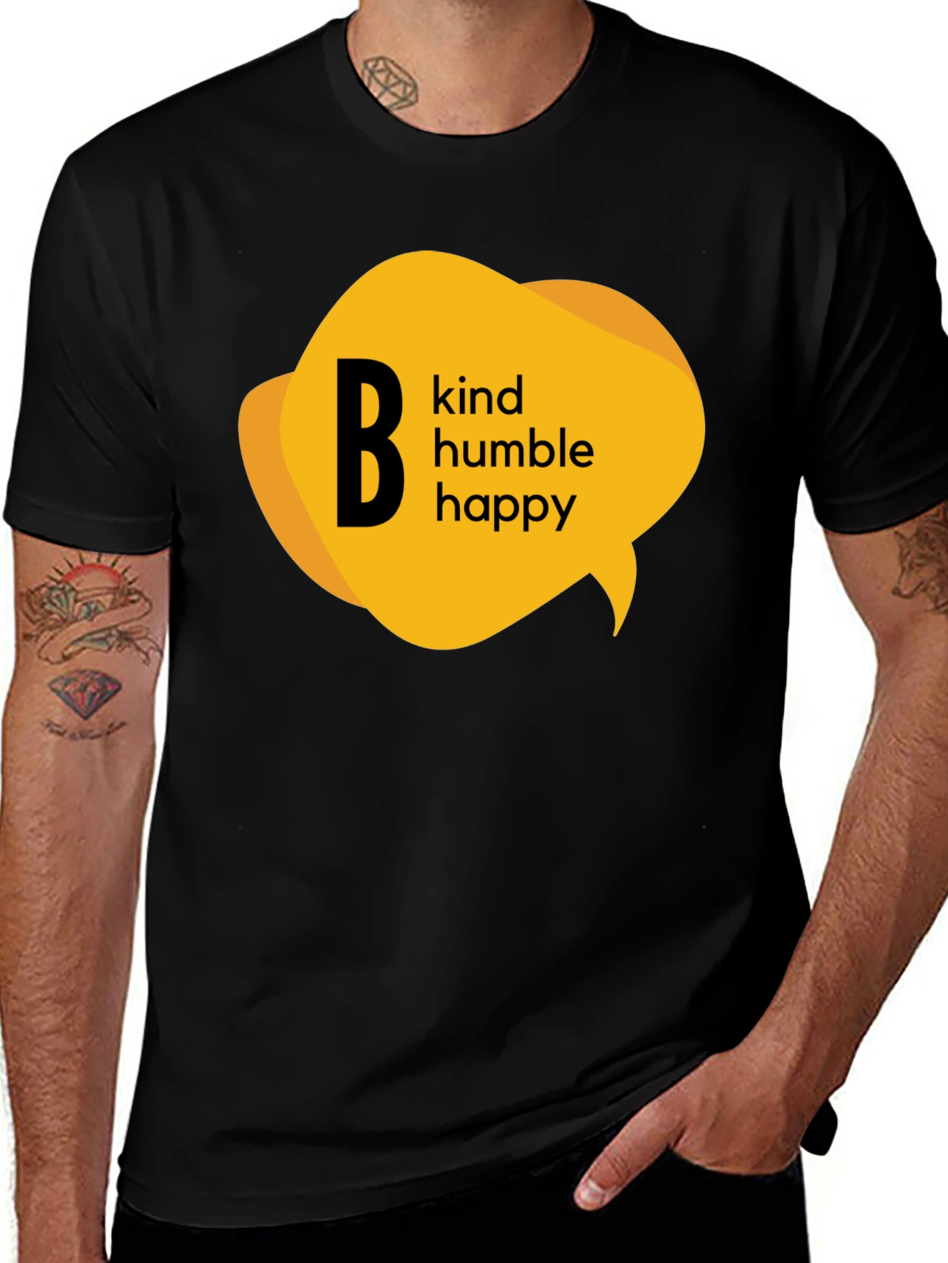 Variant 18 of Kind Humble Happy Graphic Tee - Positive Vibes Black T-Shirt