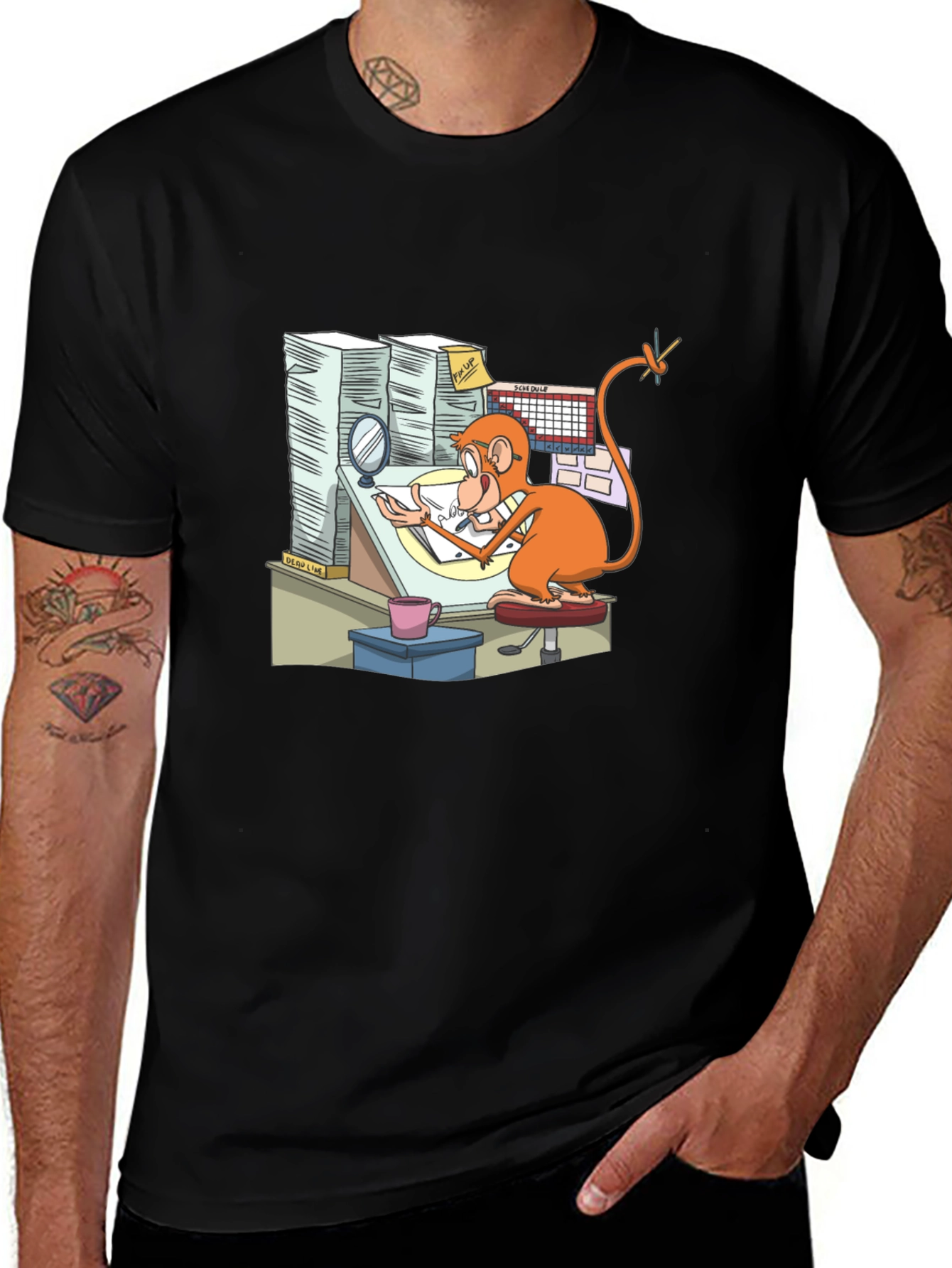 Cartoon Monkey T-Shirt - Creative Office Design