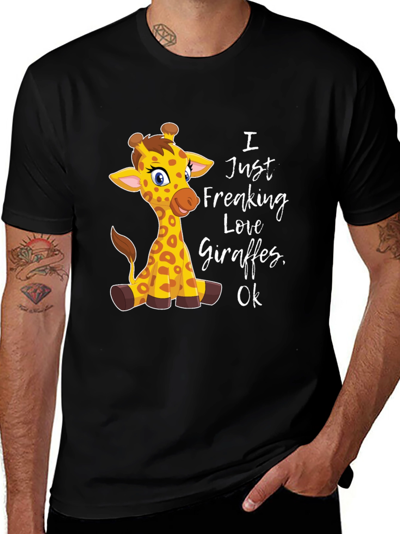 Variant 17 of Giraffe Lover T-Shirt - Cute Cartoon Giraffe Graphic Tee