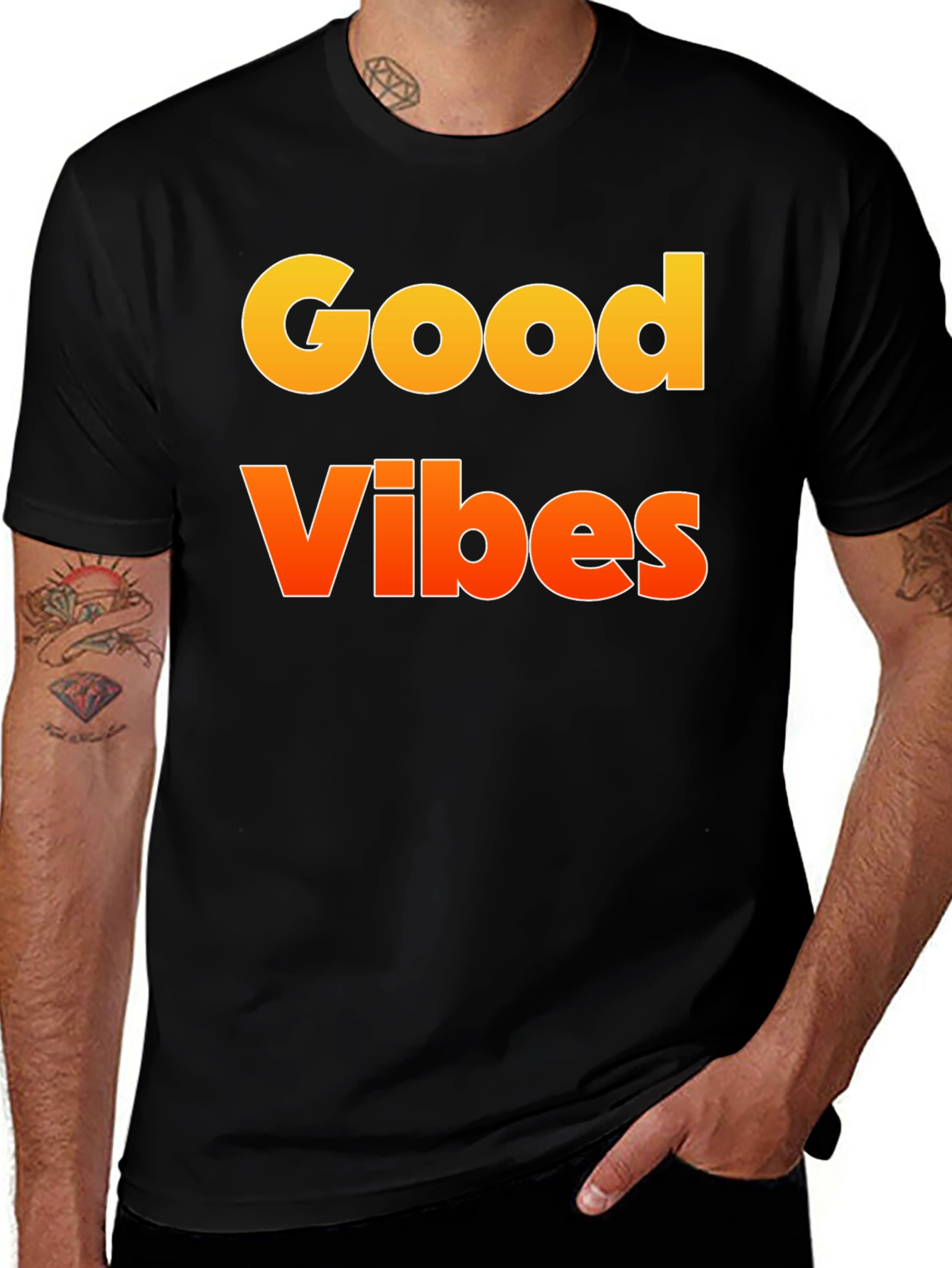 Variant 19 of Good Vibes Graphic T-Shirt - Black