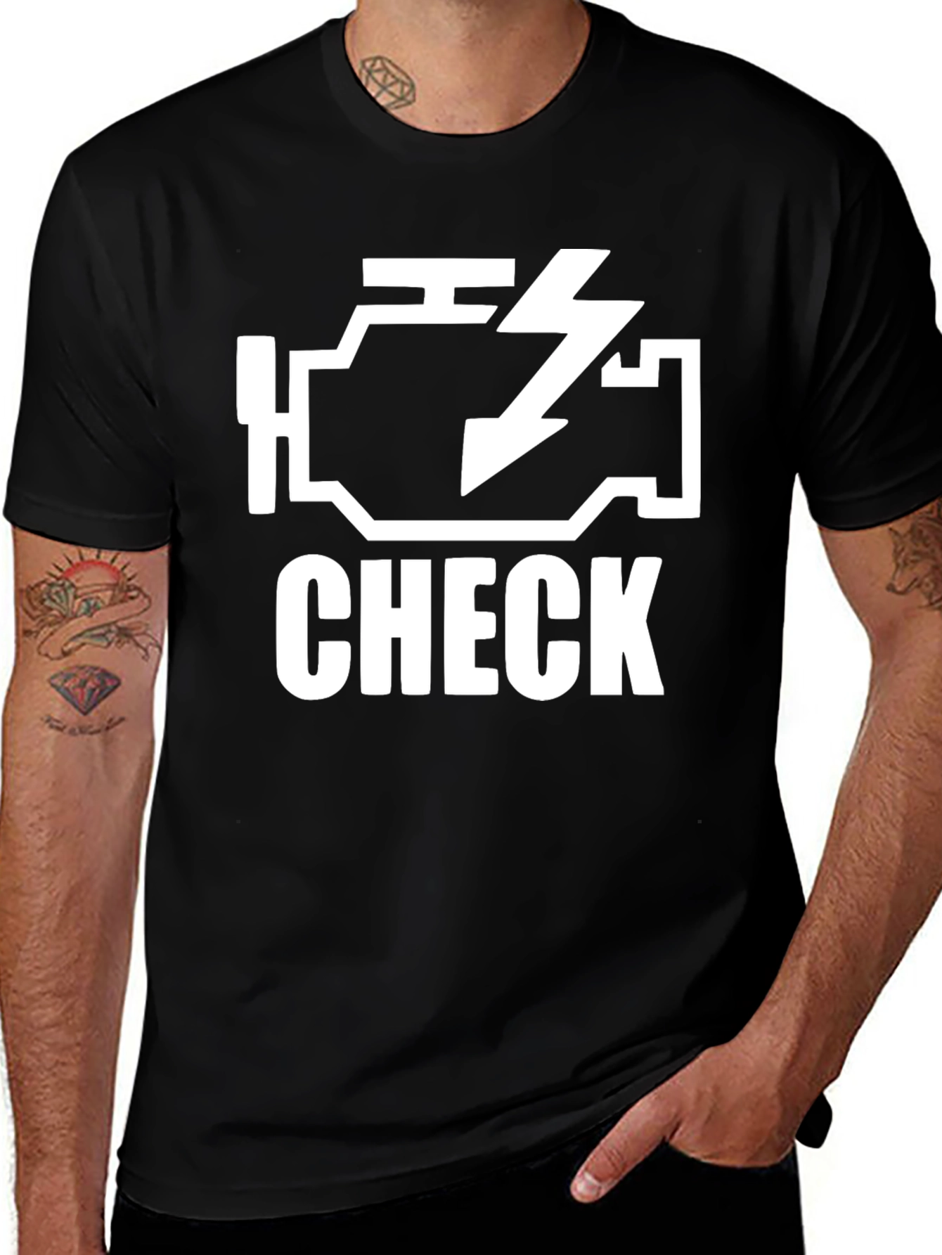 Variant 28 of Check Engine Light Black Graphic T-Shirt