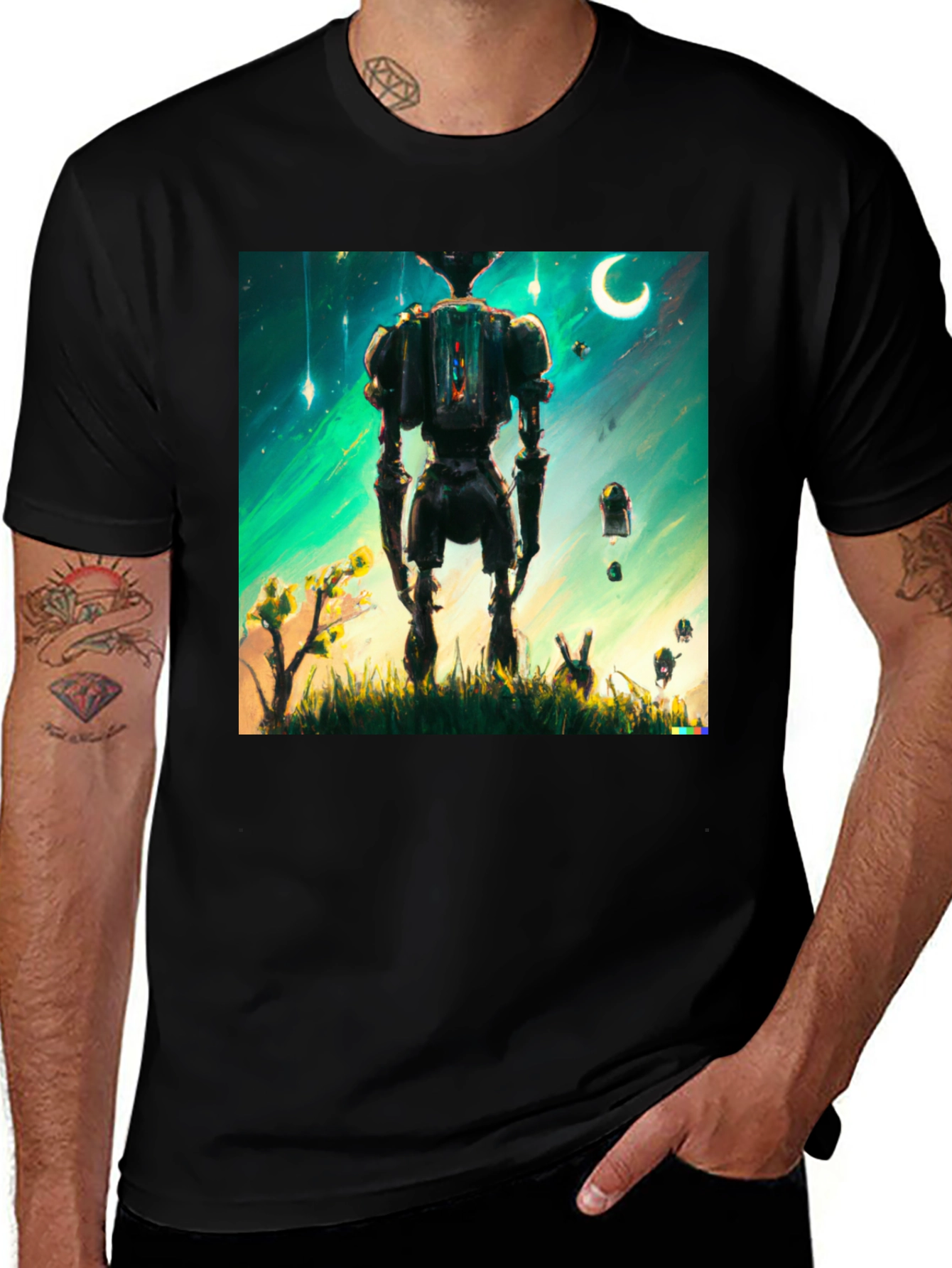 Variant 25 of Robot in Starlight Black T-Shirt