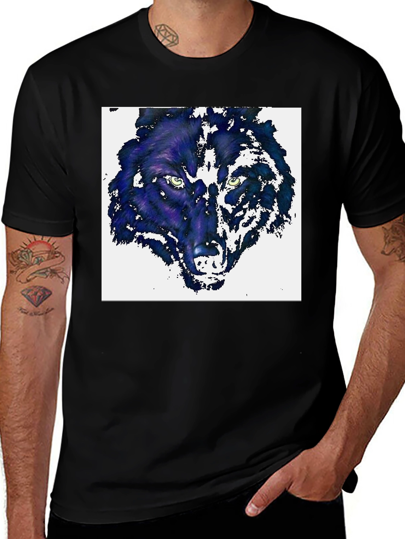 Variant 28 of Wolf Graphic Print Black T-Shirt