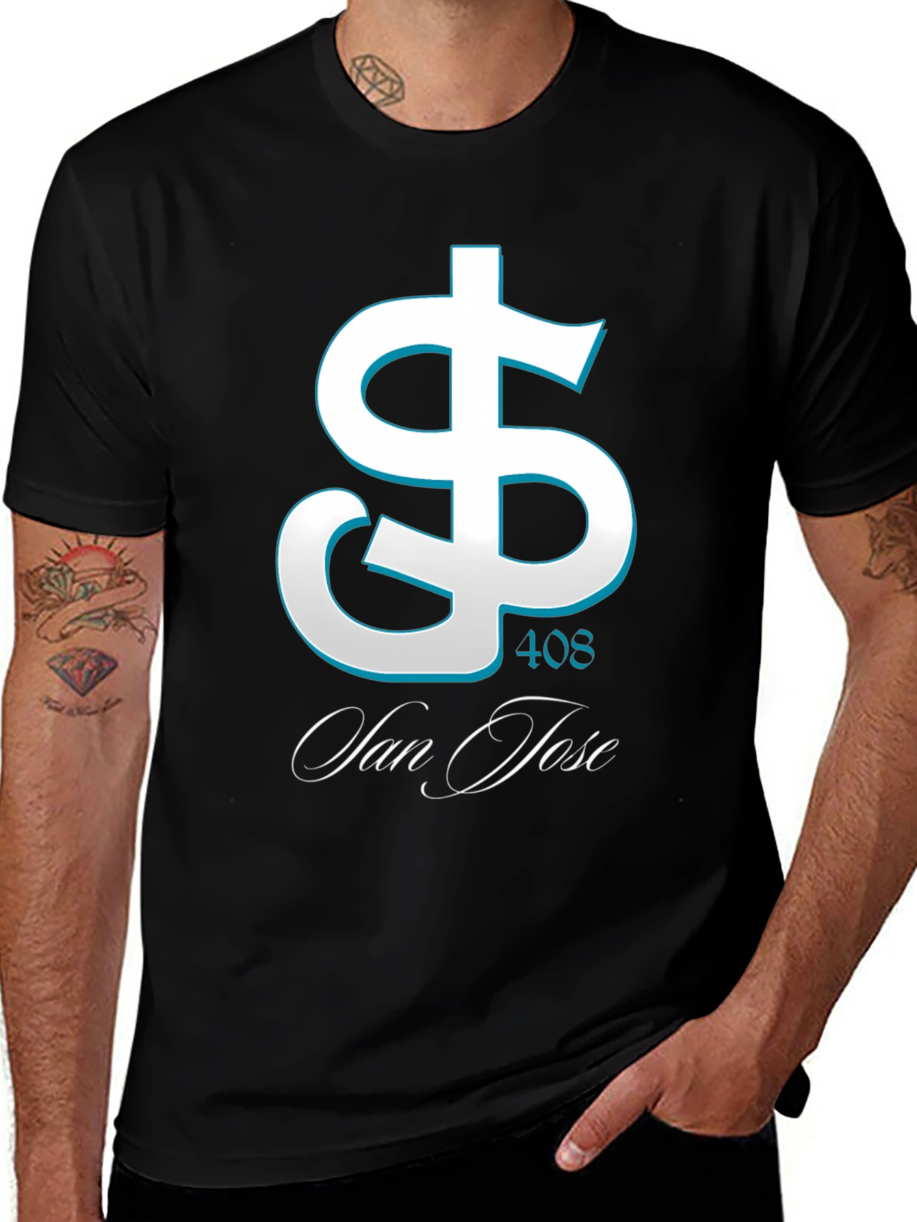 San Jose 408 Dollar Sign Black T-Shirt