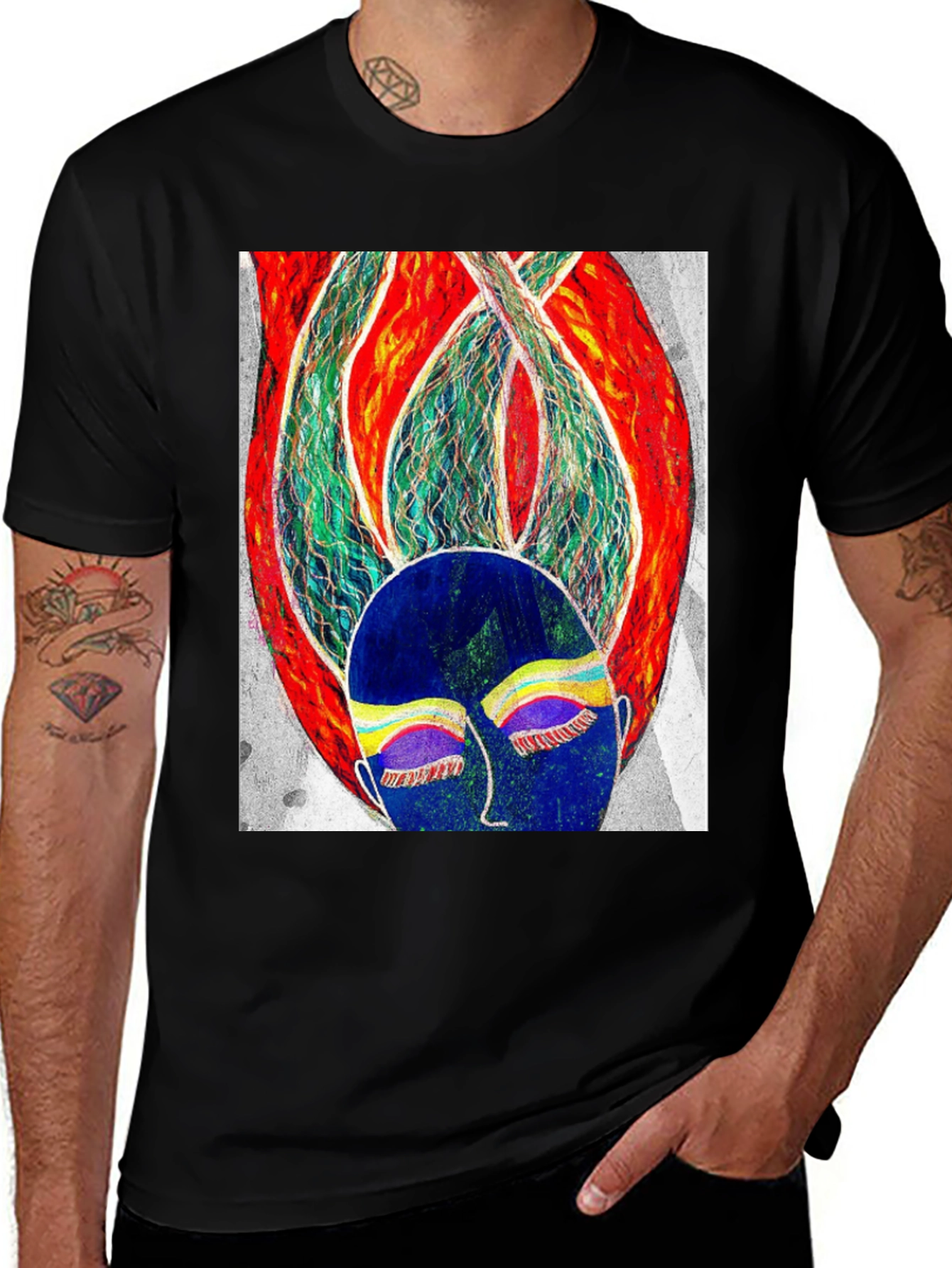 Variant 30 of Abstract Art Graphic Tee - Unisex Black T-Shirt