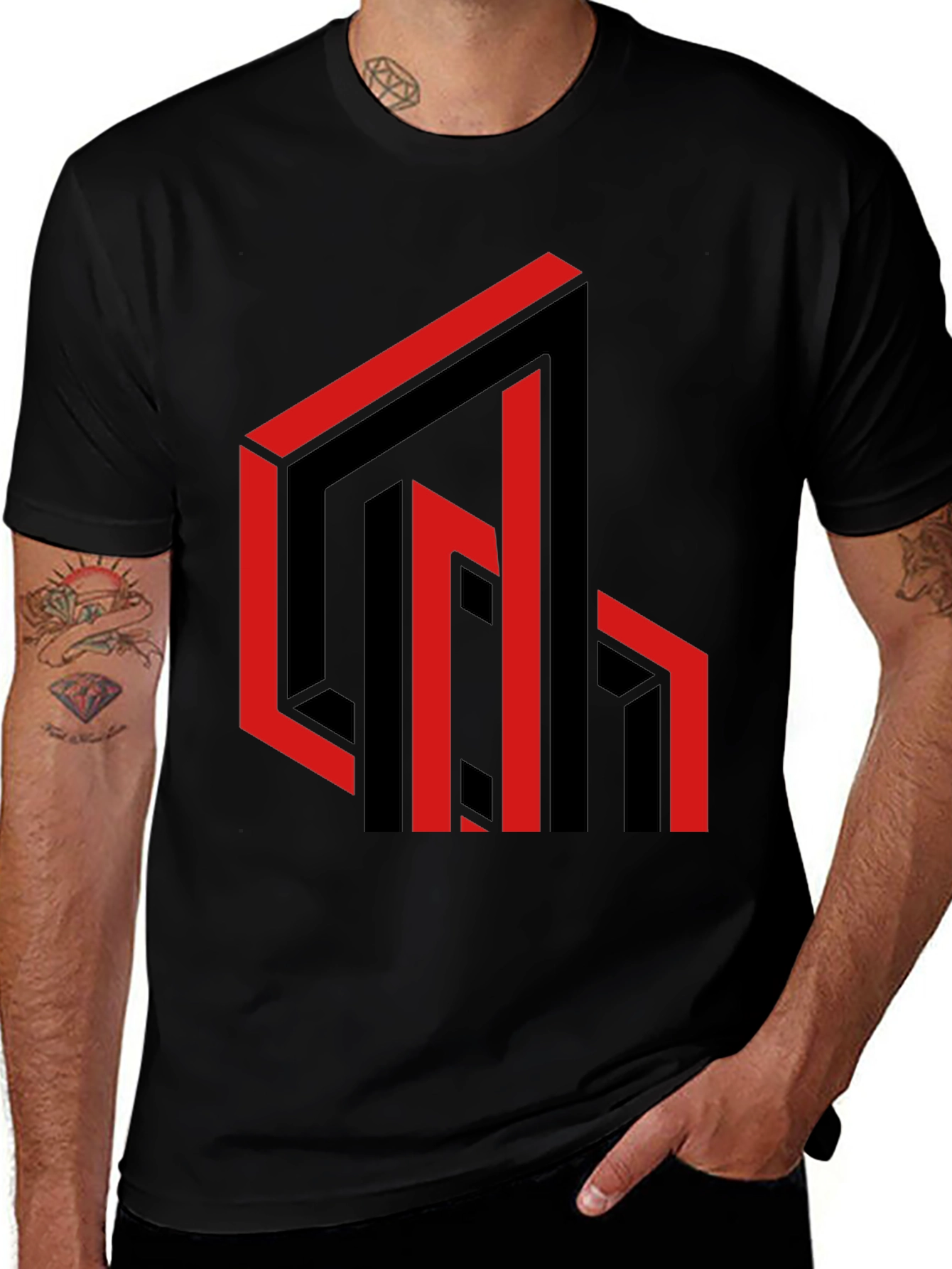 Variant 13 of Abstract Geometric Design Black T-Shirt