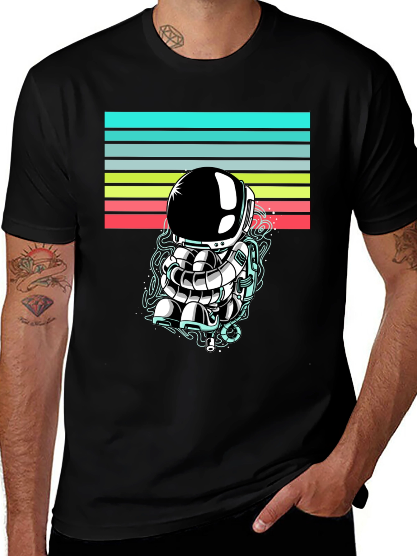 Variant 11 of Retro Spaceman Graphic Tee - Black