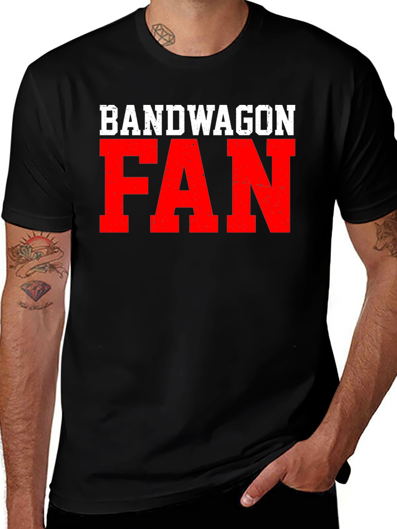 Variant 25 of Bandwagon Fan Graphic T-Shirt - Black Crew Neck Tee
