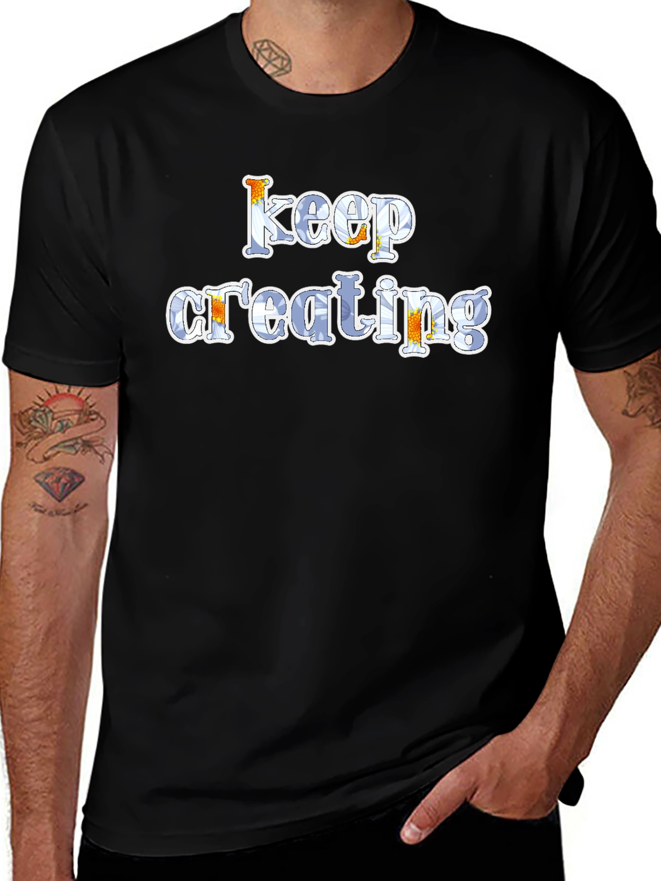 Variant 15 of Keep Creating Graphic Tee - Black Cotton Blend