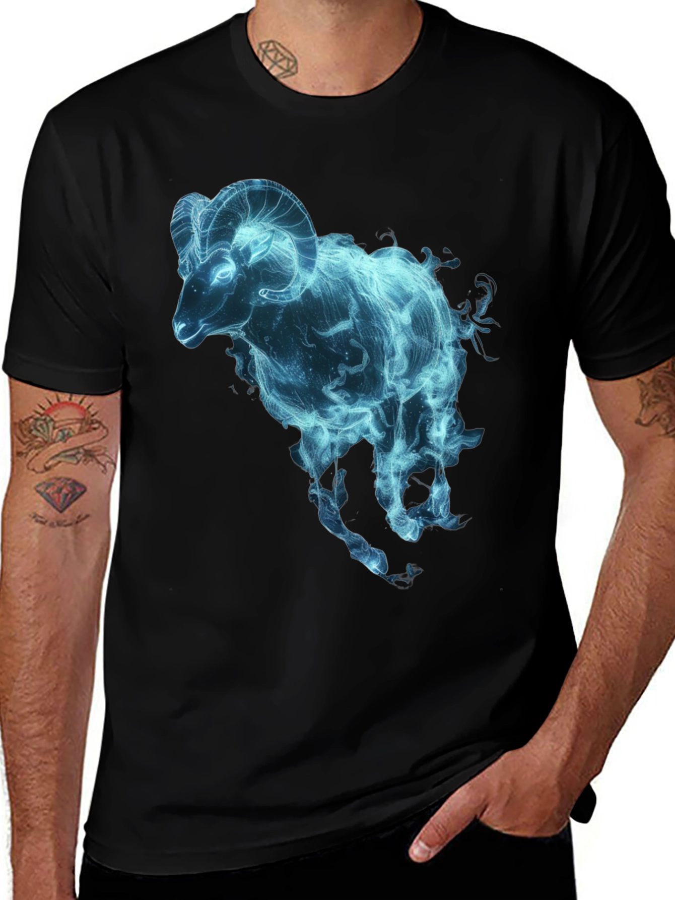 Variant 26 of Ram Zodiac Graphic Print Crew Neck T-Shirt