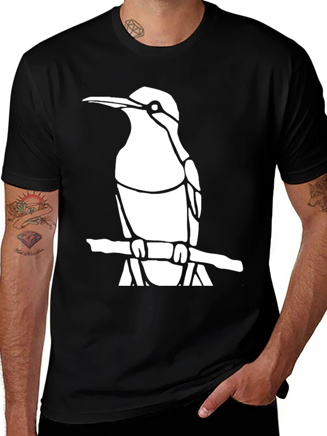 Variant 17 of Cool Bird Graphic Tee - Black Cotton Shirt