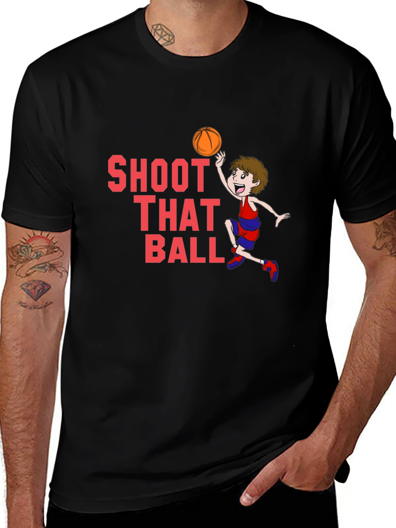 Variant 27 of Shoot That Ball Graphic T-Shirt - Black Cotton Tee