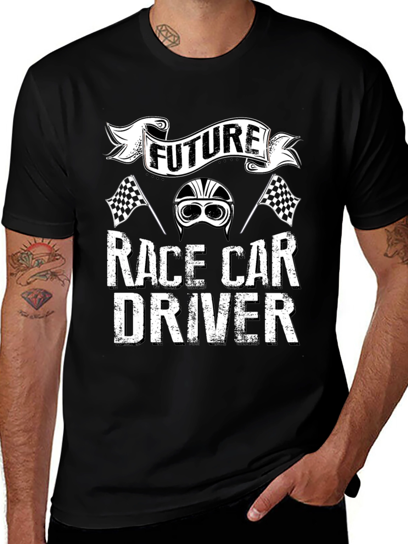 Variant 14 of Future Race Car Driver T-Shirt - Black Cotton Tee