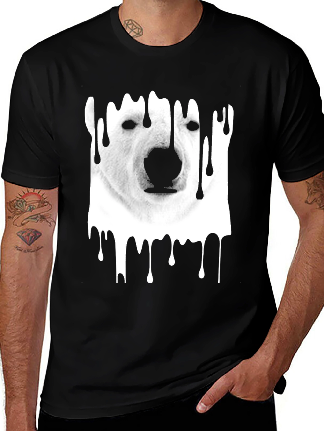 Variant 29 of Polar Bear Drip Graphic Tee - Stylish Black T-Shirt