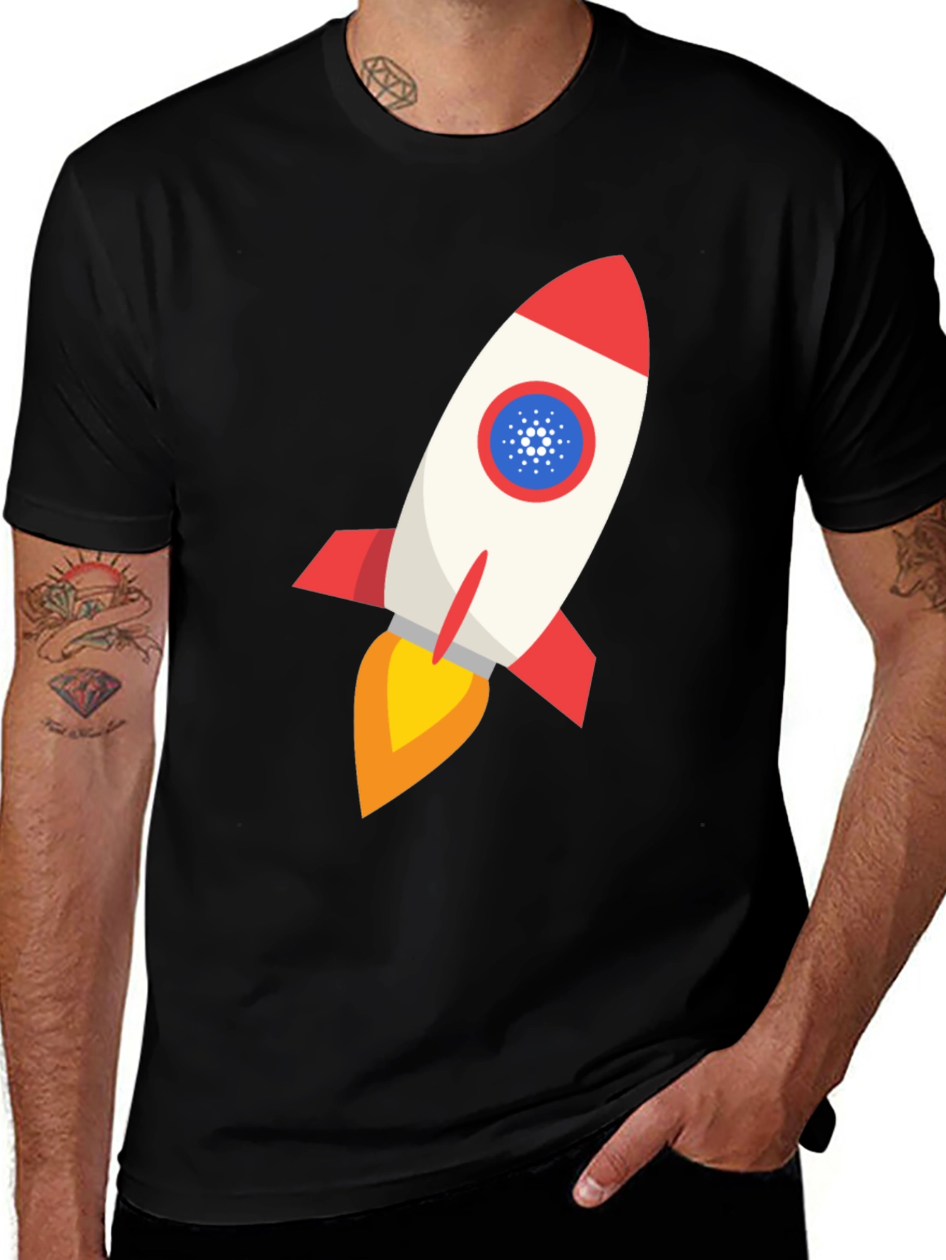 Variant 4 of Cardano Rocket Black T-Shirt - Crypto Enthusiast Tee