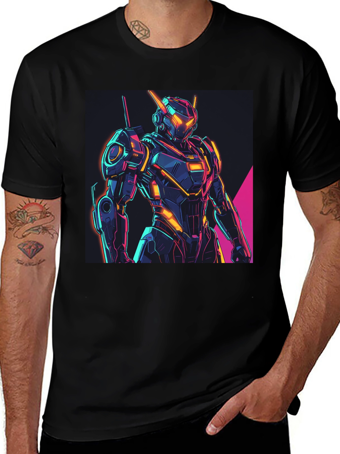 Variant 20 of Neon Robot Graphic Tee - Futuristic Style