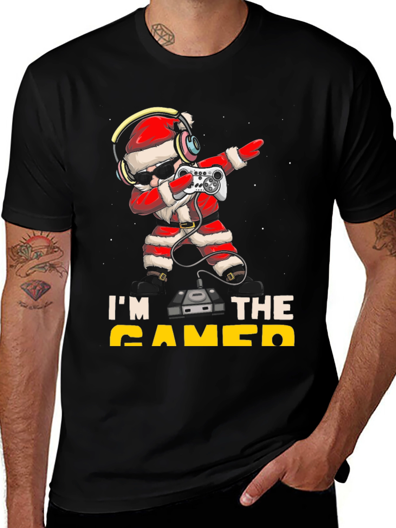 Gamer Santa Black T-Shirt - Holiday Gaming