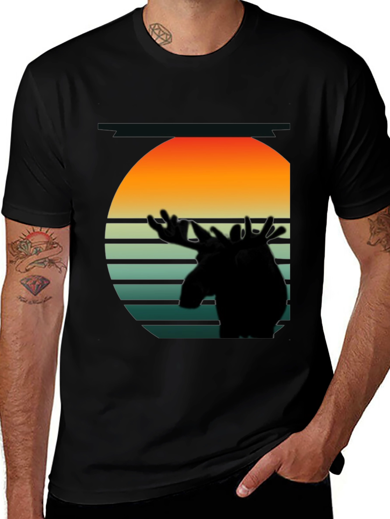 Variant 22 of Retro Moose Silhouette Graphic Tee
