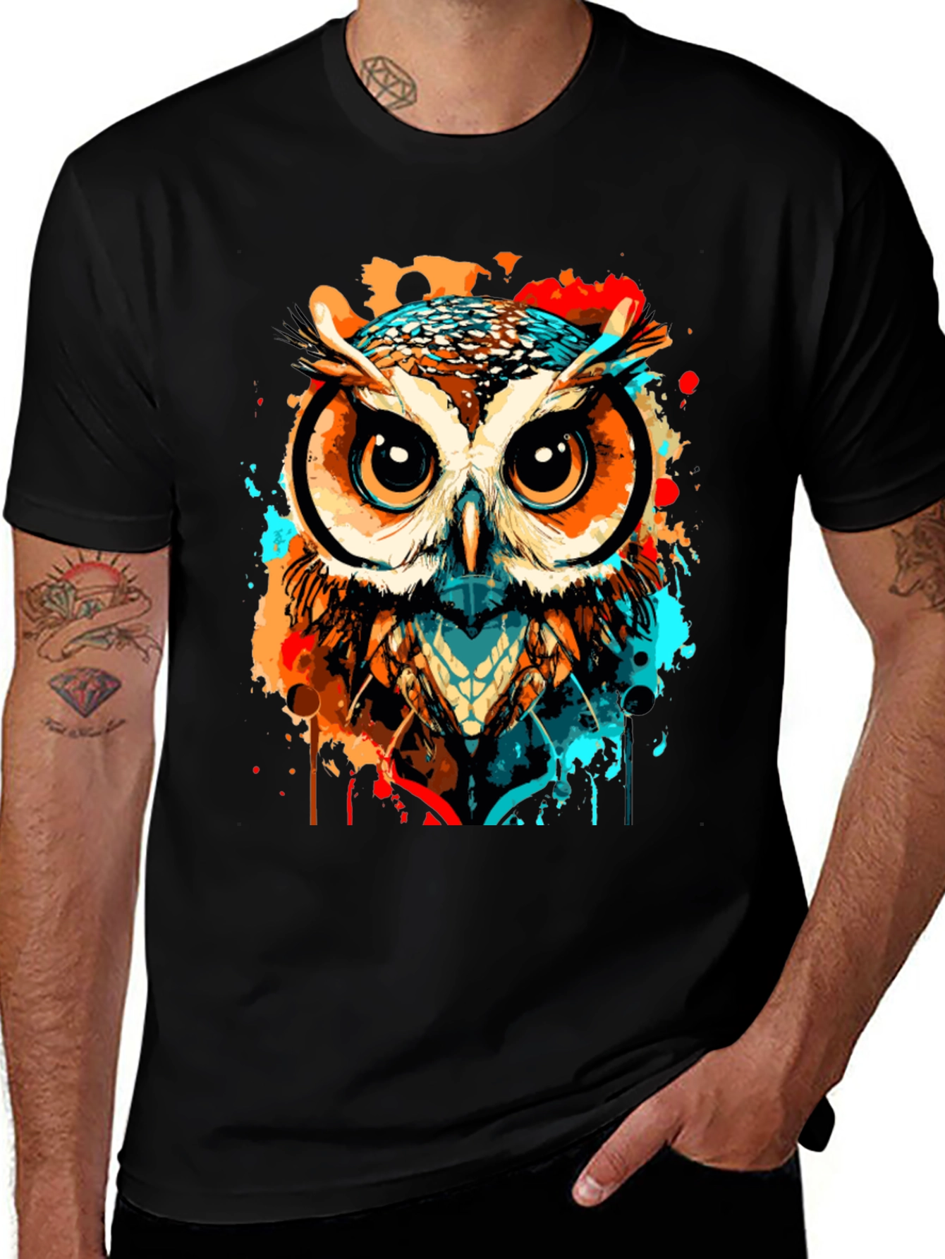 Variant 22 of Owl Graphic T-Shirt - Artsy Watercolor Design
