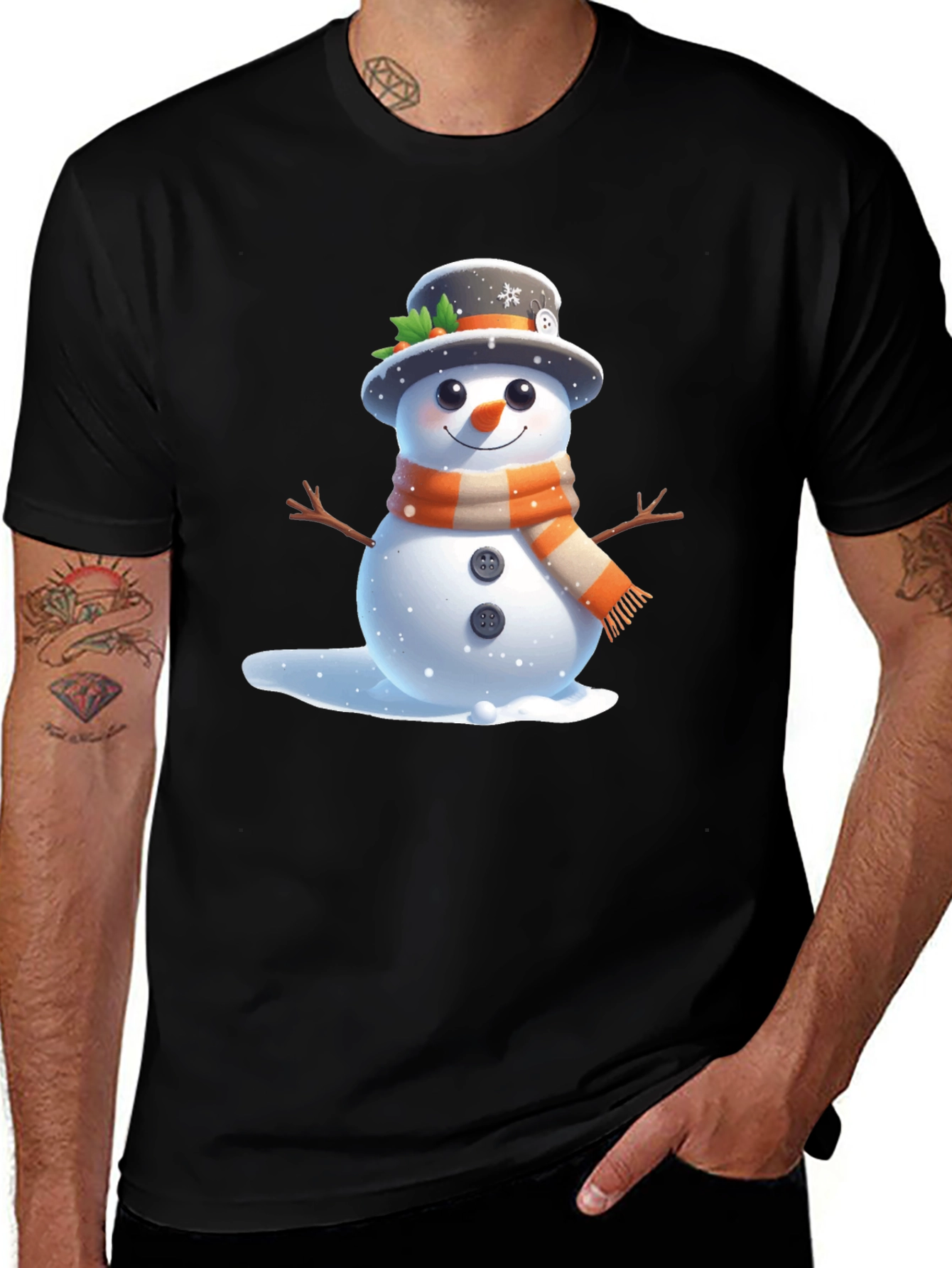 Variant 2 of Cute Snowman Graphic T-Shirt - Winter Holiday Apparel