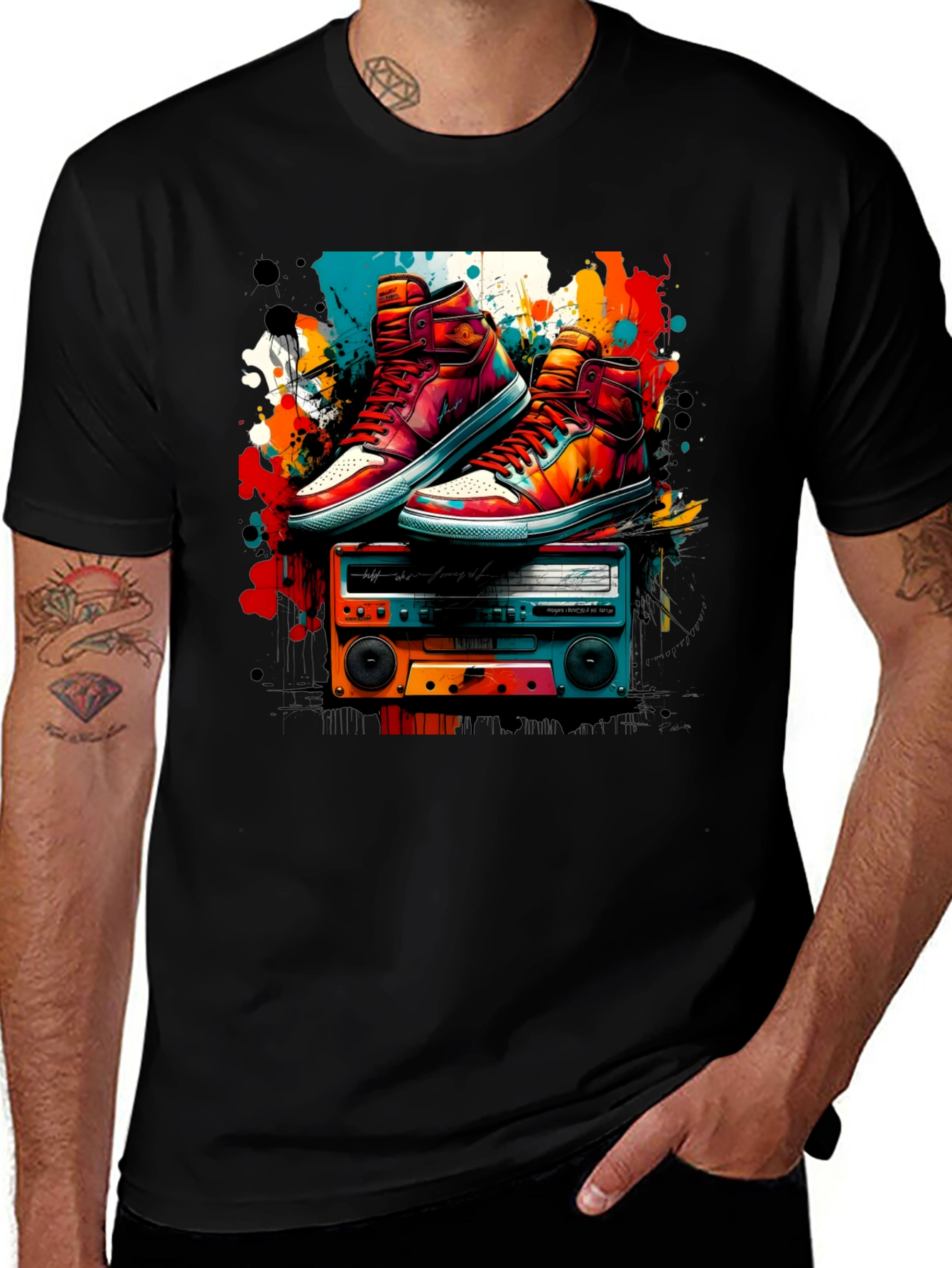 Variant 20 of Retro Kicks & Boombox Graphic Tee - Cool Casual Style