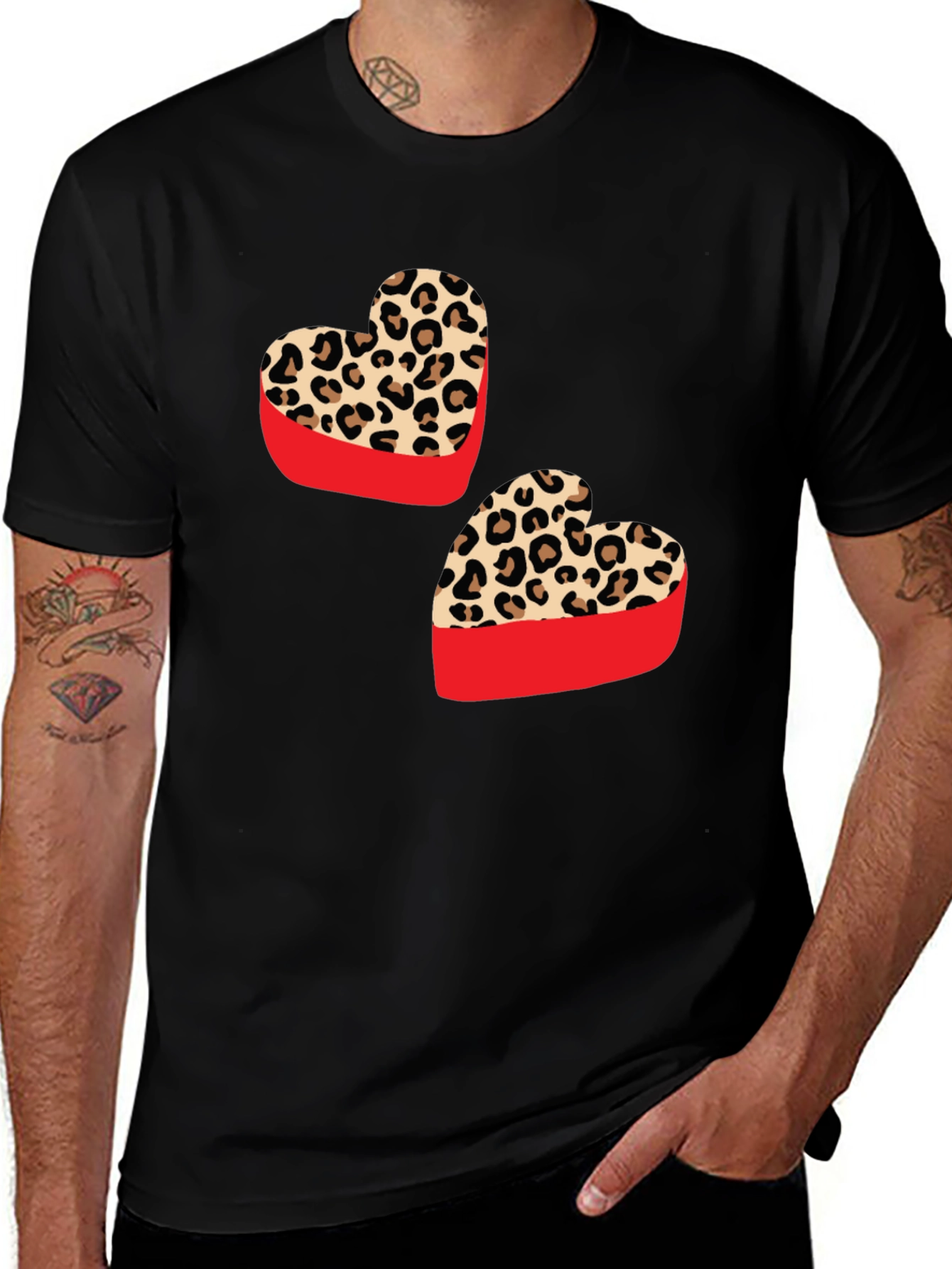 Variant 10 of Leopard Heart Graphic Tee - Stylish Valentine's Day Shirt