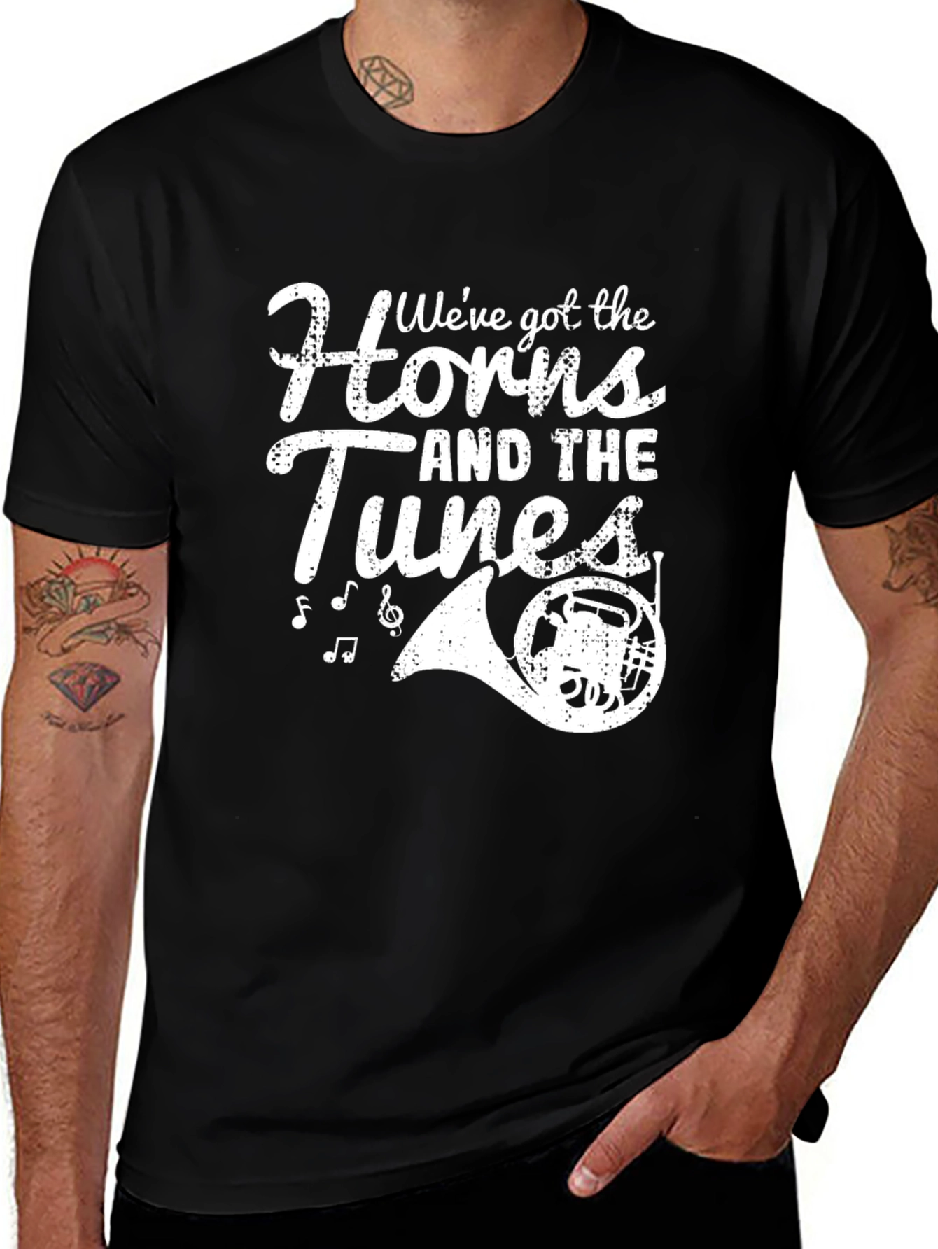 Variant 24 of Music Lover's Tee: Horns and Tunes Design