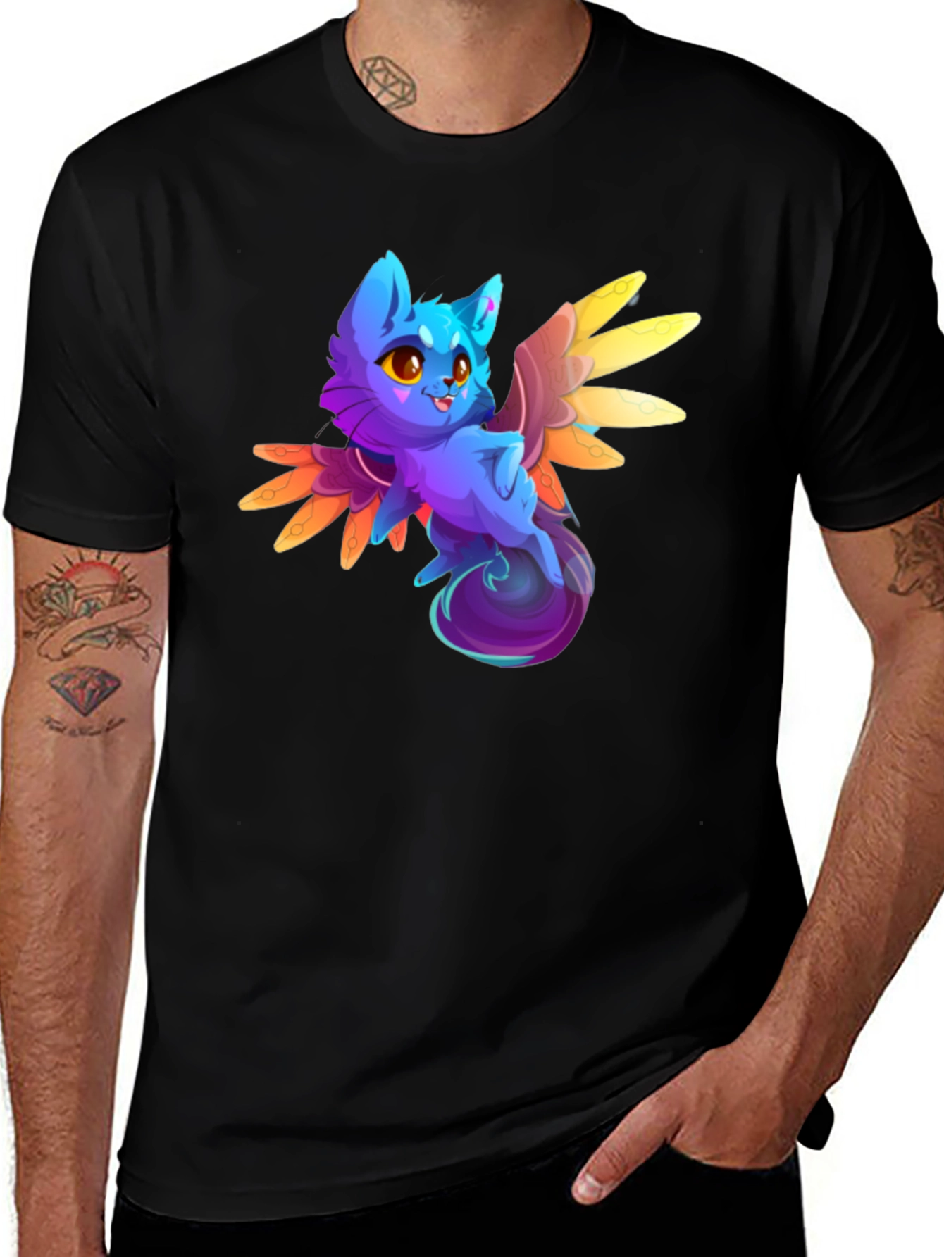Variant 16 of Winged Cat T-Shirt - Cartoon Kitty Design