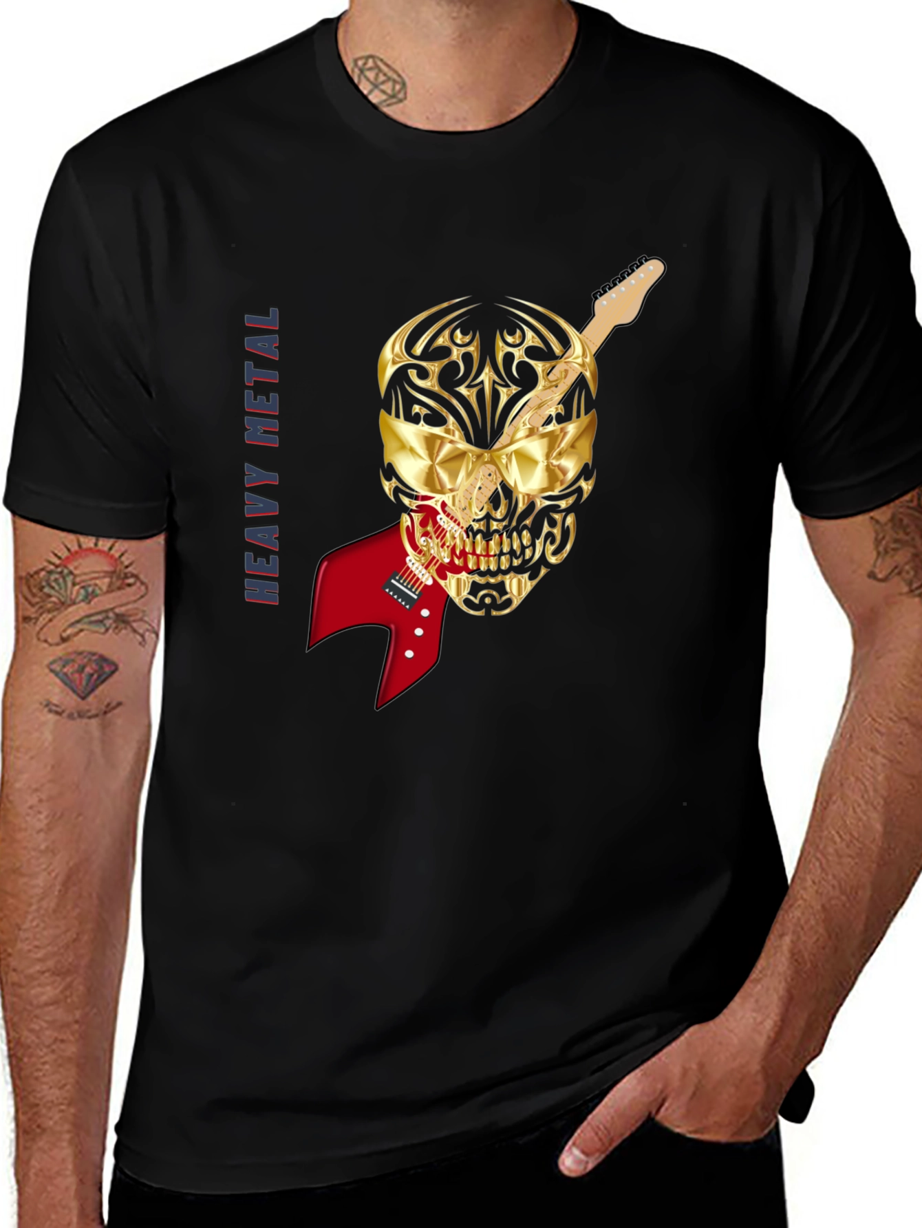 Variant 21 of Heavy Metal Skull Guitar T-Shirt