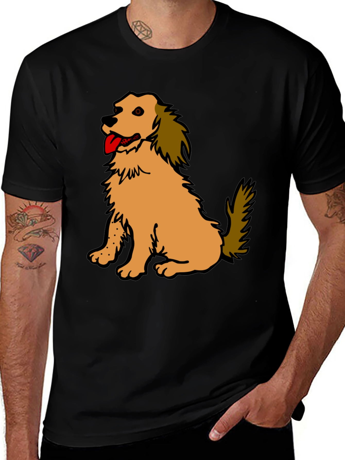 Variant 24 of Dog Graphic T-Shirt - Black Cotton Tee