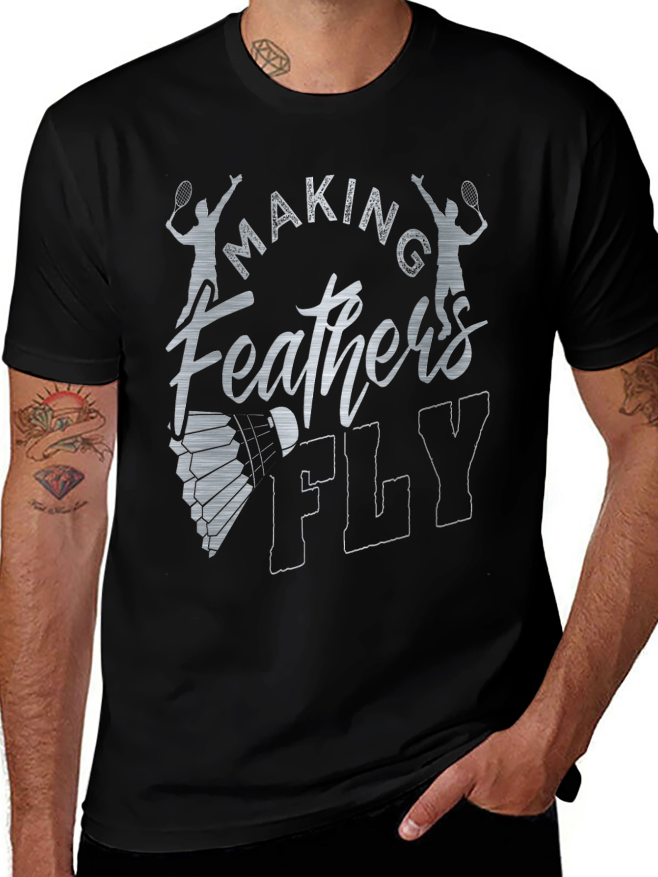 Variant 5 of Making Feathers Fly Badminton Graphic Tee